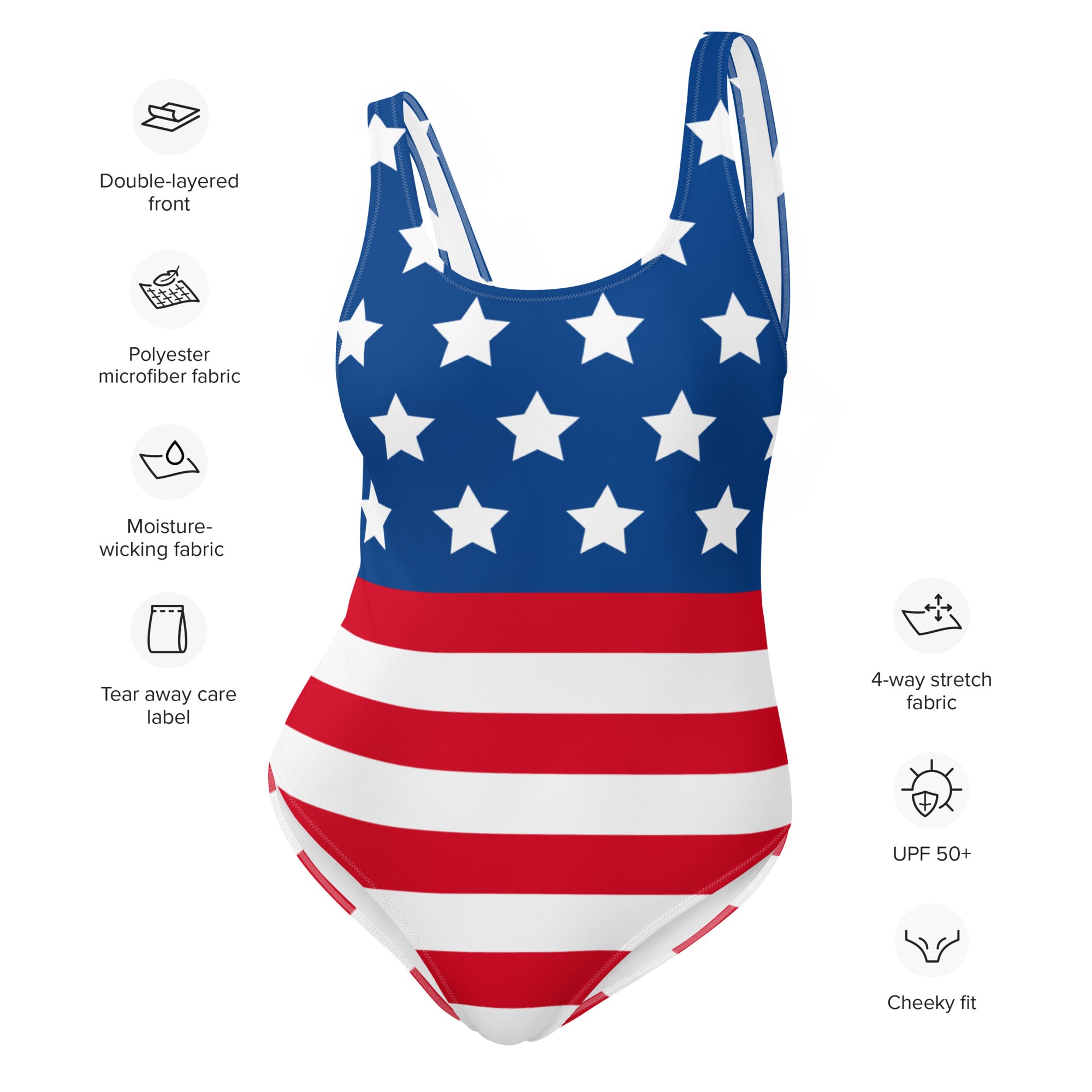 Women's Patriotic USA Flag Buttery Soft Swimsuit With UPF 50+