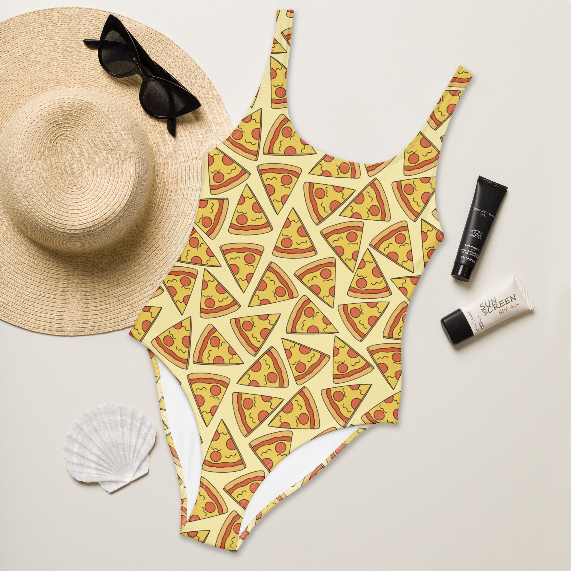 Women's Pizza Slice Buttery Soft Swimsuit With UPF 50+