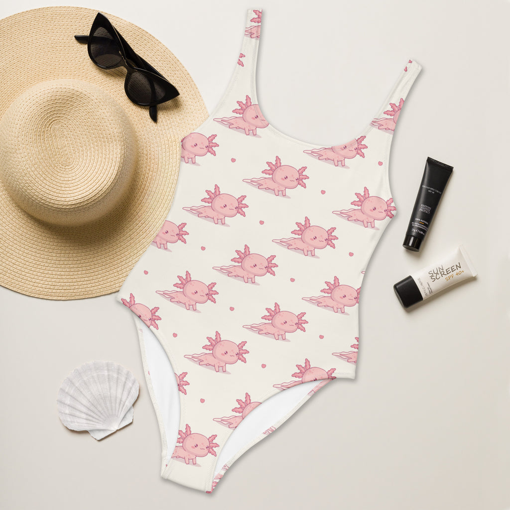 Women's Pink Axolotl Buttery Soft Swimsuit With UPF 50+