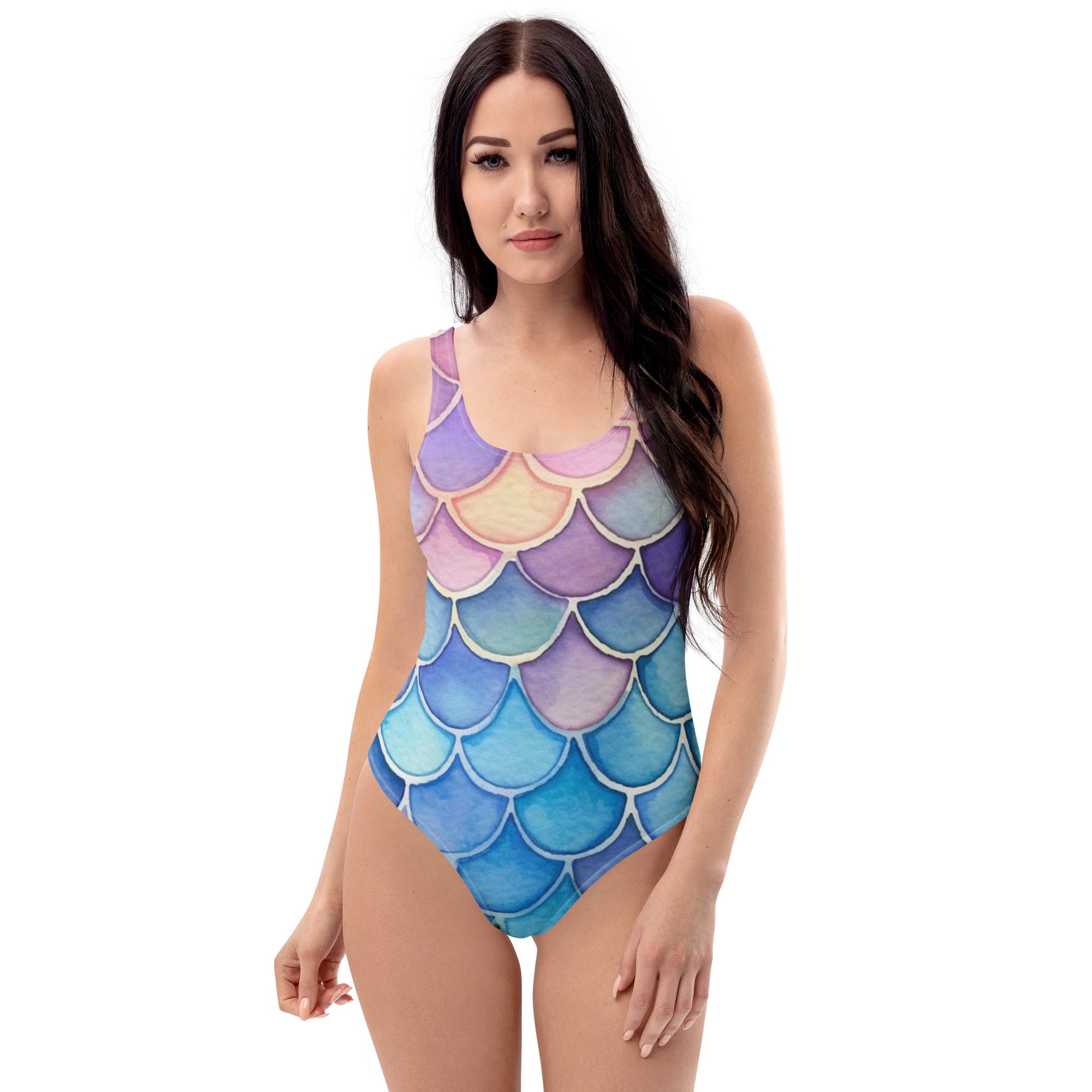 Women's Watercolor Mermaid Buttery Soft Swimsuit With UPF 50+