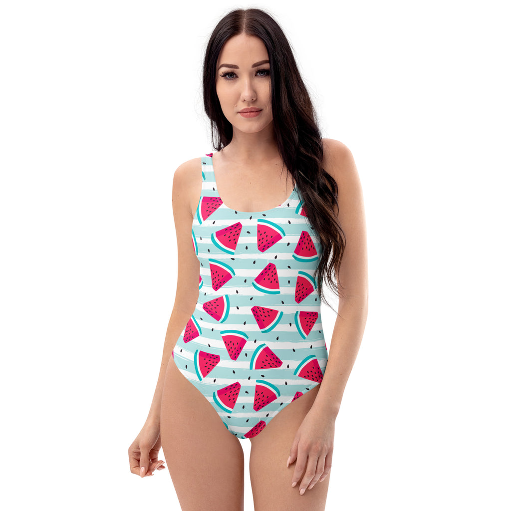 Women's Watermelon Stripe Buttery Soft Swimsuit With UPF 50+