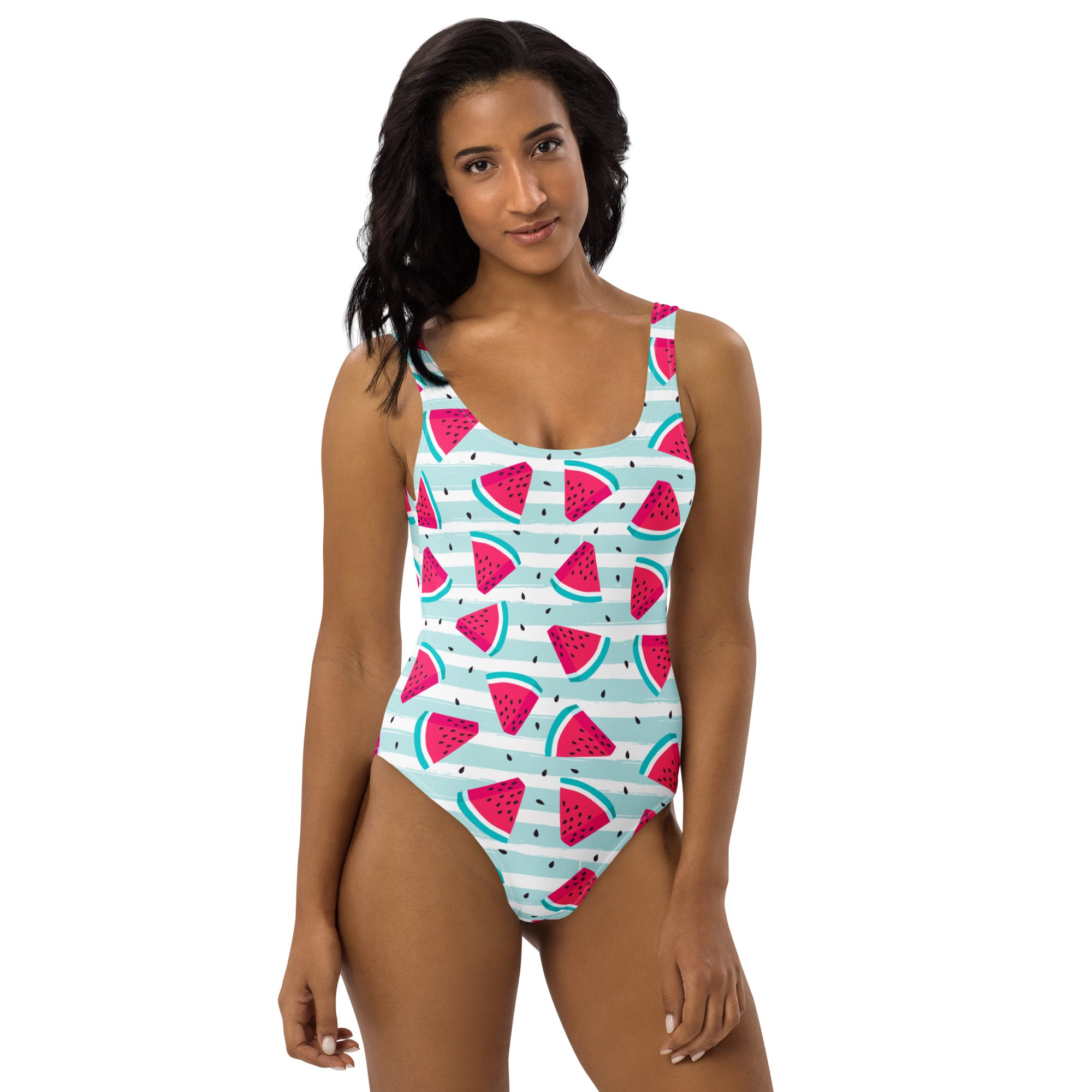 Women's Watermelon Stripe Buttery Soft Swimsuit With UPF 50+