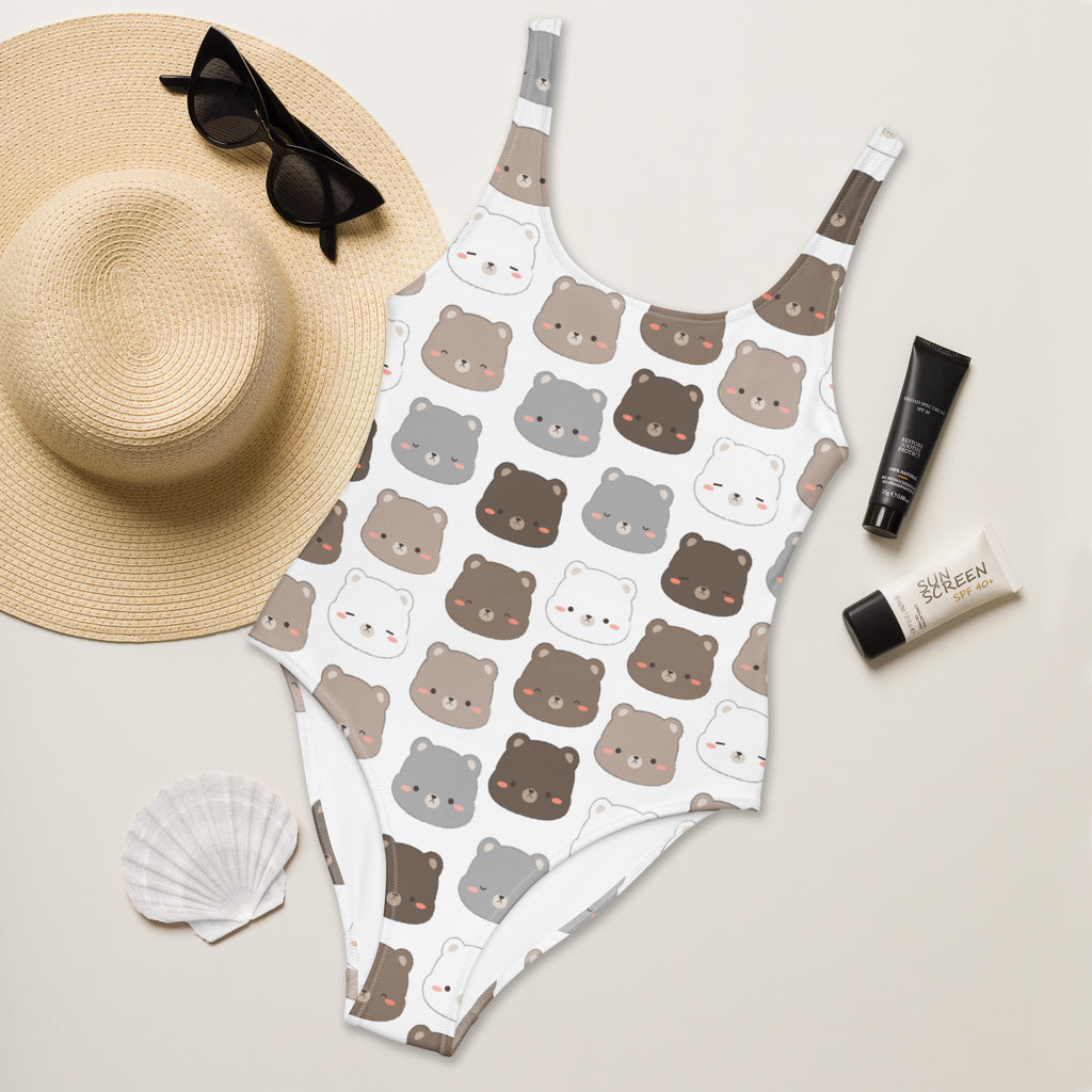 Women's Cute Bear Face Buttery Soft Swimsuit With UPF 50+