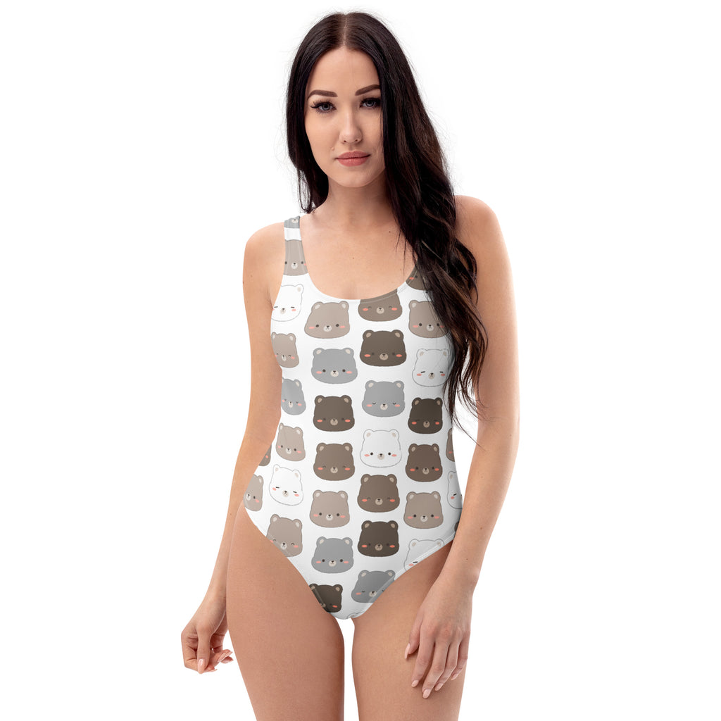 Women's Cute Bear Face Buttery Soft Swimsuit With UPF 50+