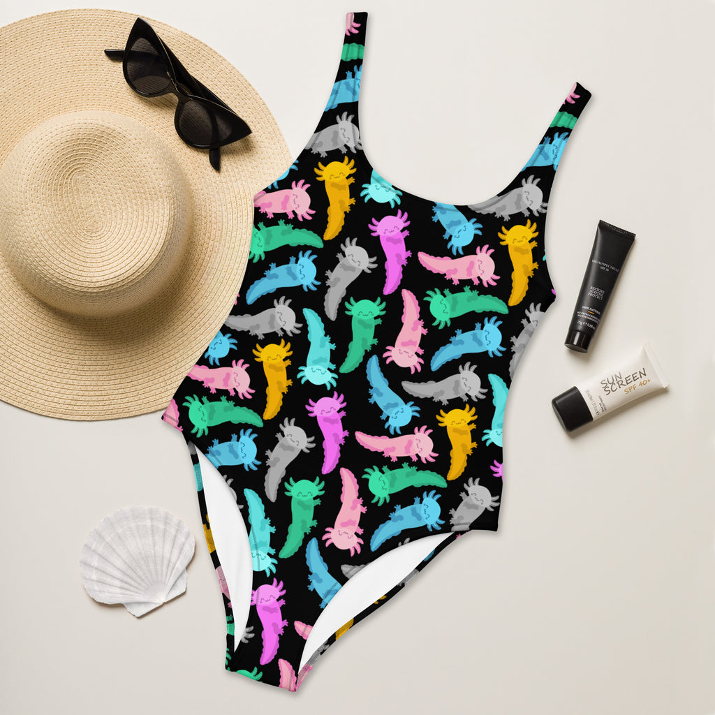 Women's Colorful Axolotl Buttery Soft Swimsuit With UPF 50+