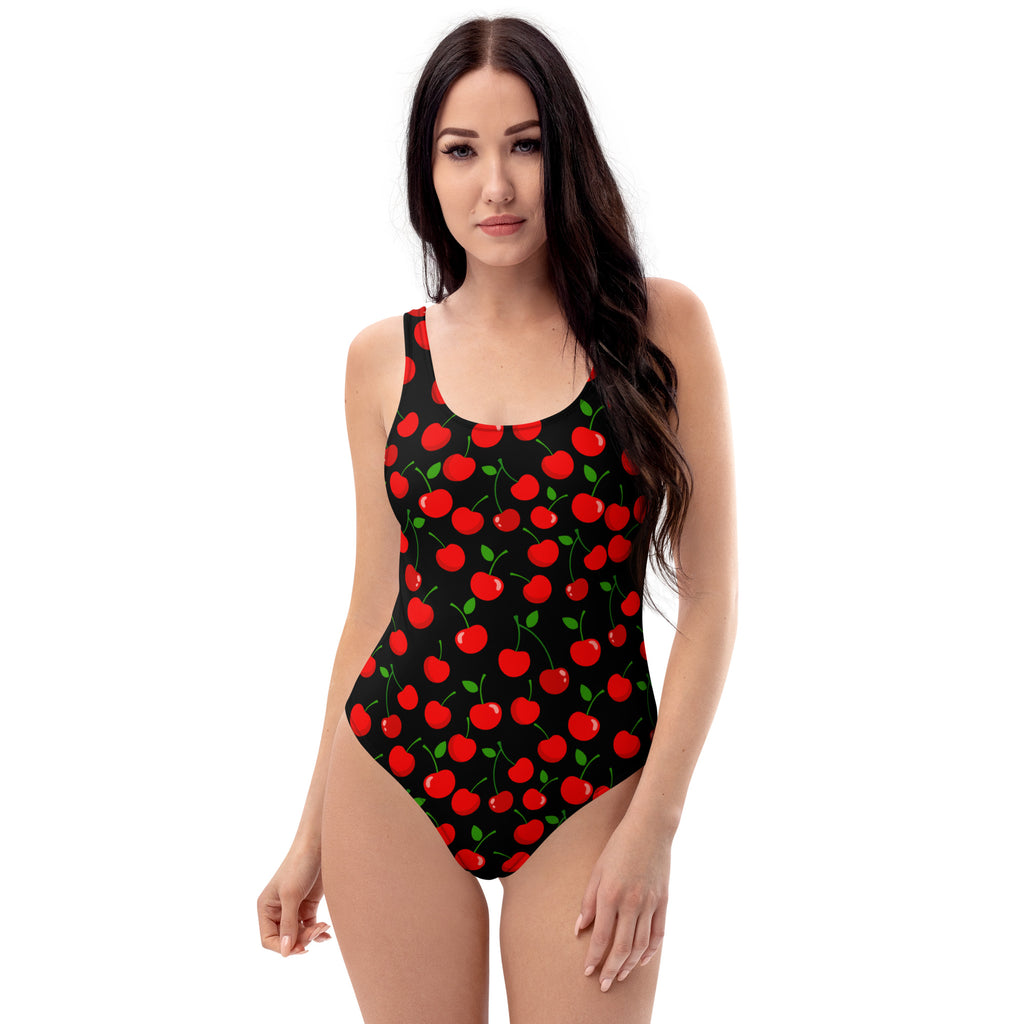 Women's Cherry Print Buttery Soft Swimsuit With UPF 50+