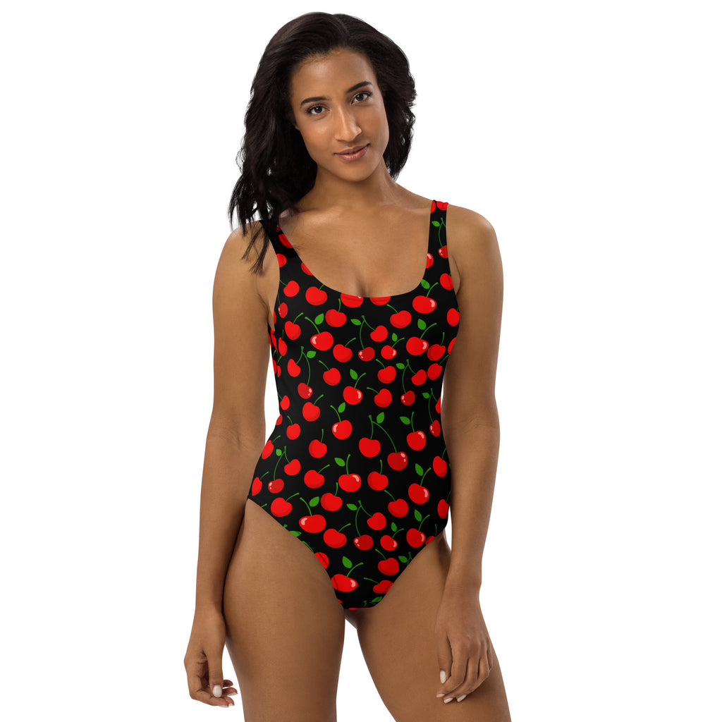 Women's Cherry Print Buttery Soft Swimsuit With UPF 50+