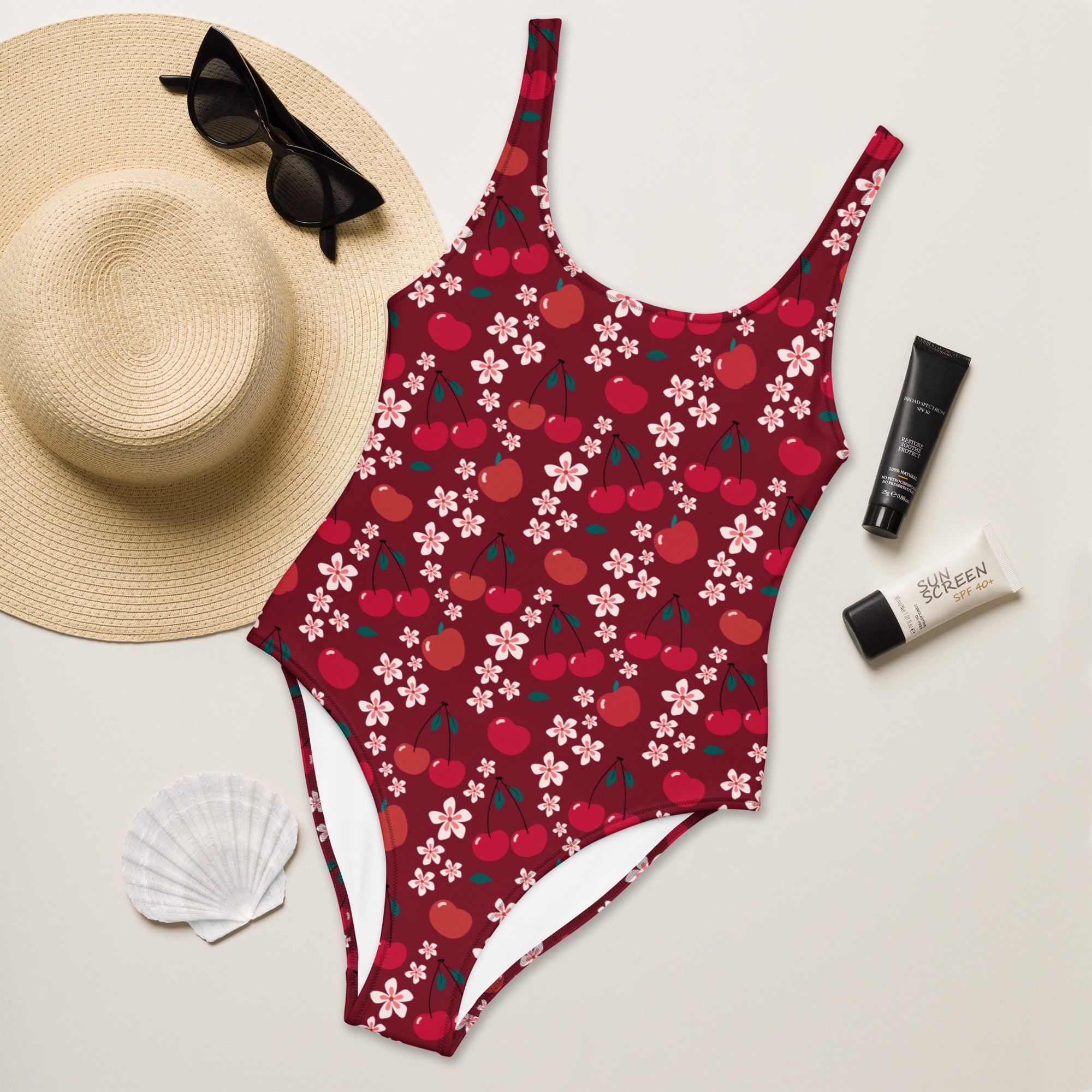 Women's Cherry Blossom Buttery Soft Swimsuit With UPF 50+