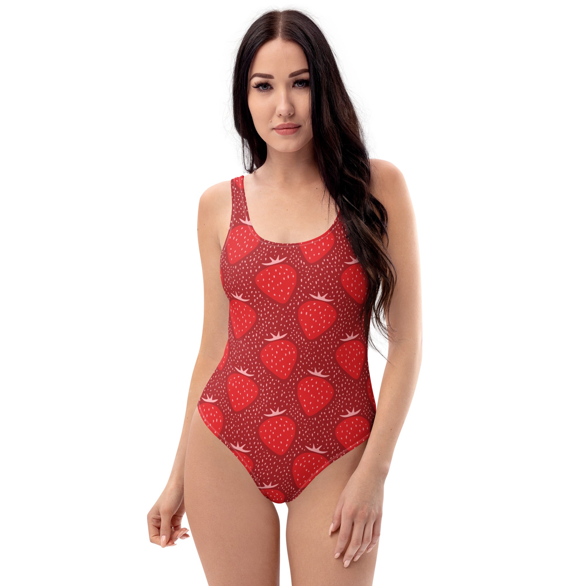 Women's Strawberry Print Buttery Soft Swimsuit With UPF 50+