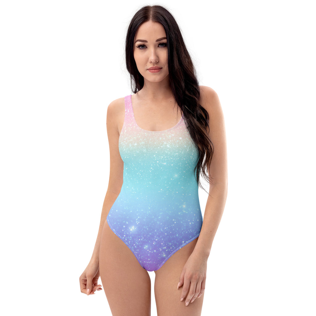 Women's Faux Sparkle Effect Rainbow Buttery Soft Swimsuit With UPF 50+