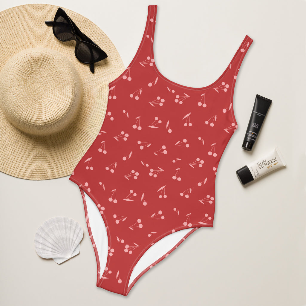 Women's Minimal Cherry Buttery Soft Swimsuit With UPF 50+