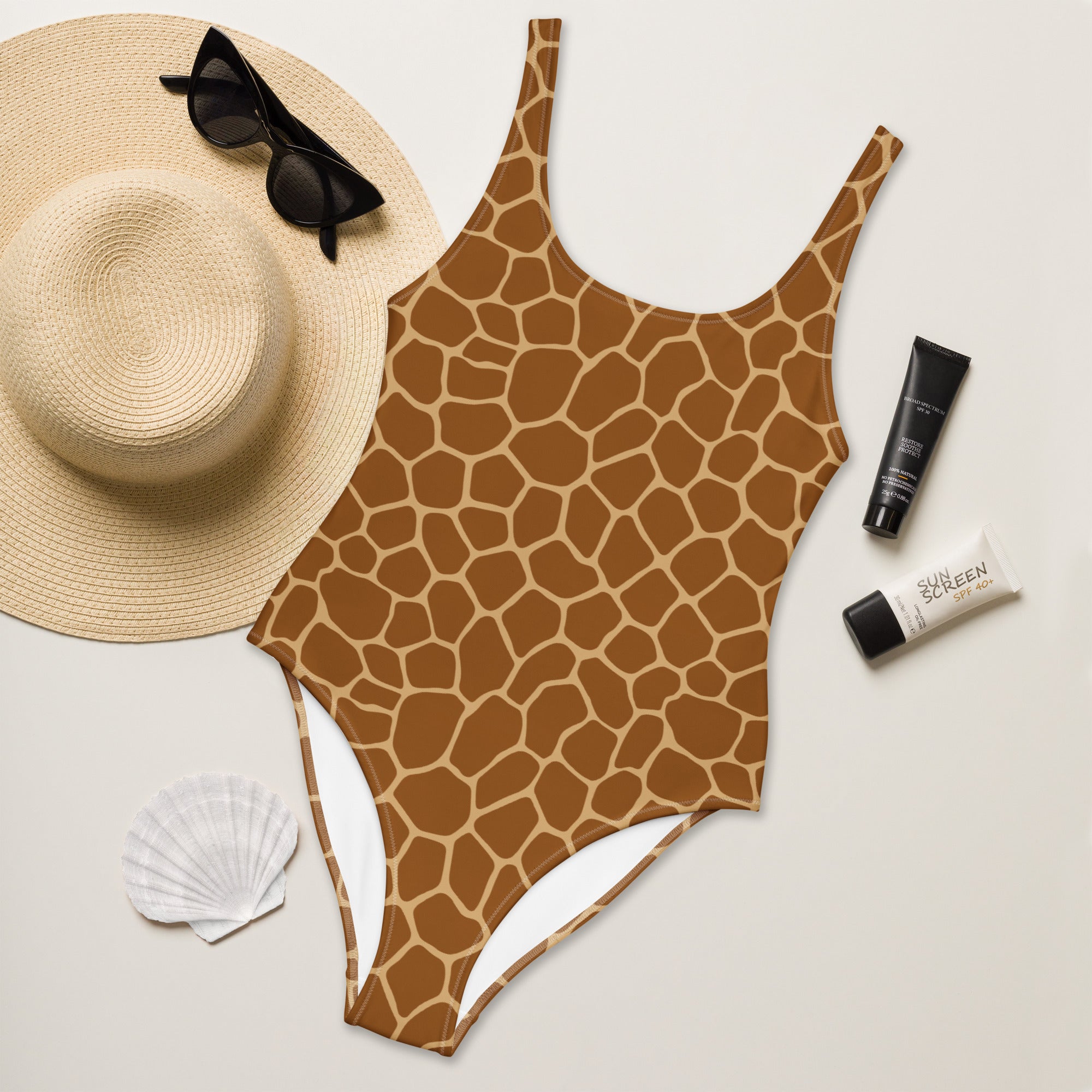 Women's Giraffe Print Buttery Soft Swimsuit With UPF 50+