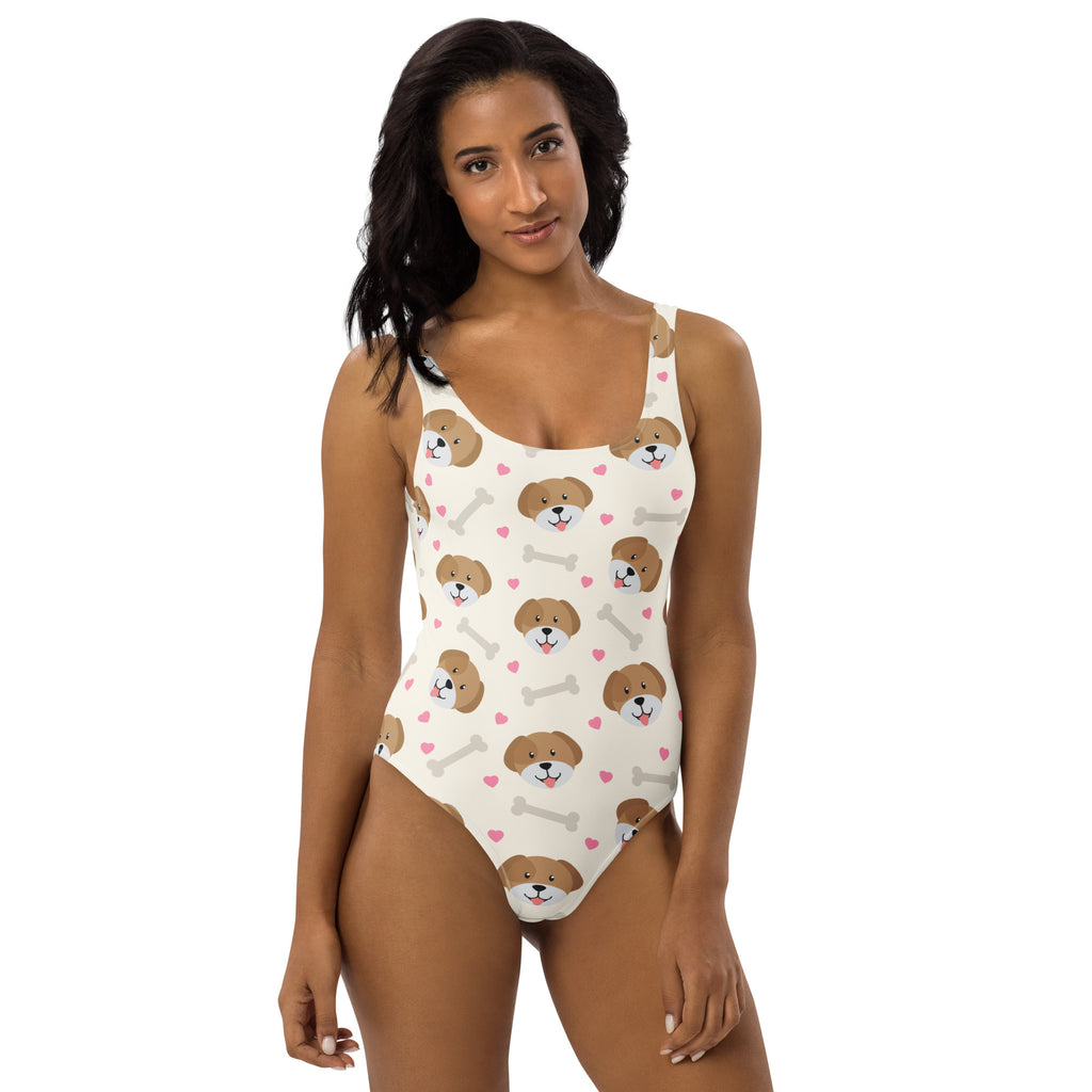 Women's Dog & Hearts Buttery Soft Swimsuit With UPF 50+