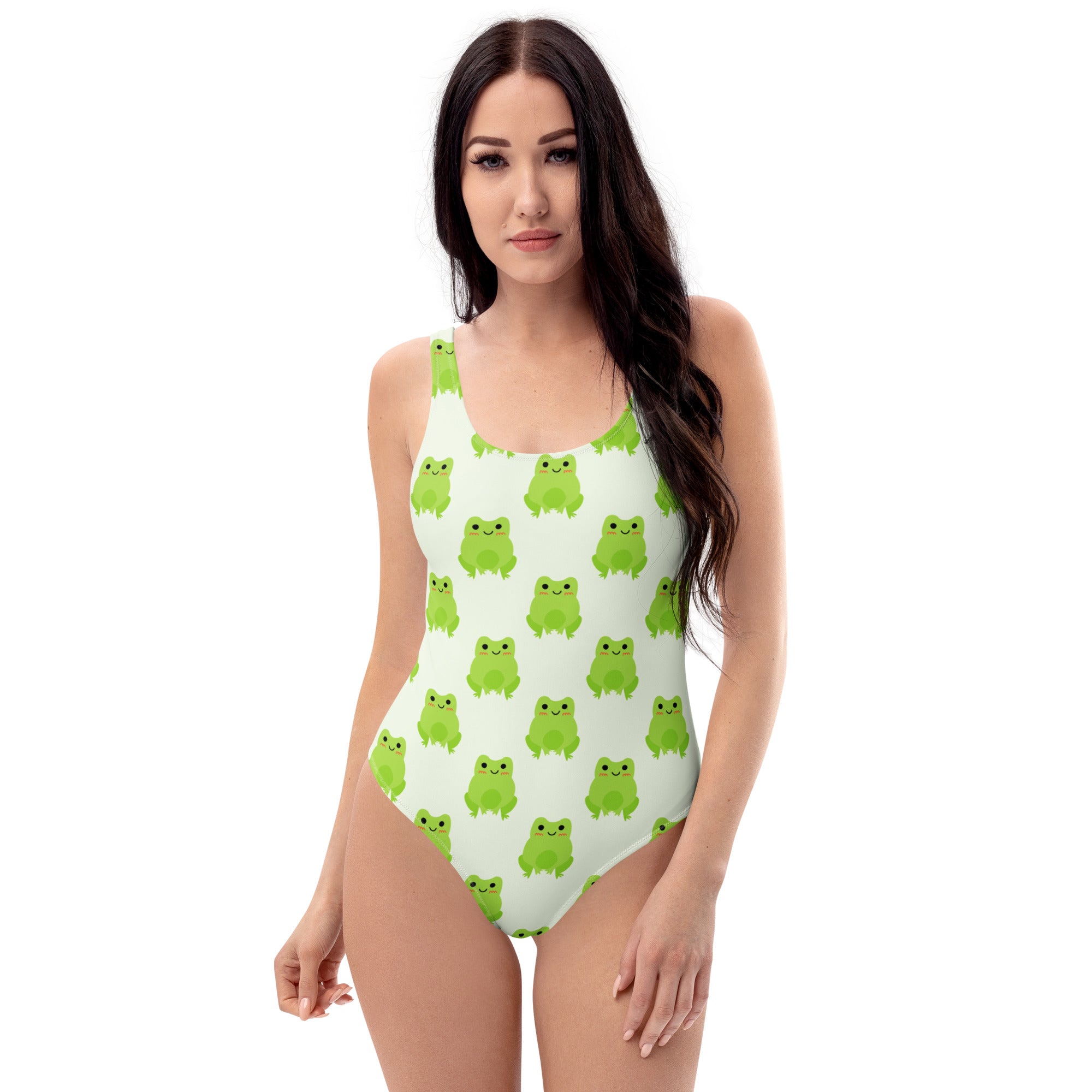 Women's Green Frog Buttery Soft Swimsuit With UPF 50+