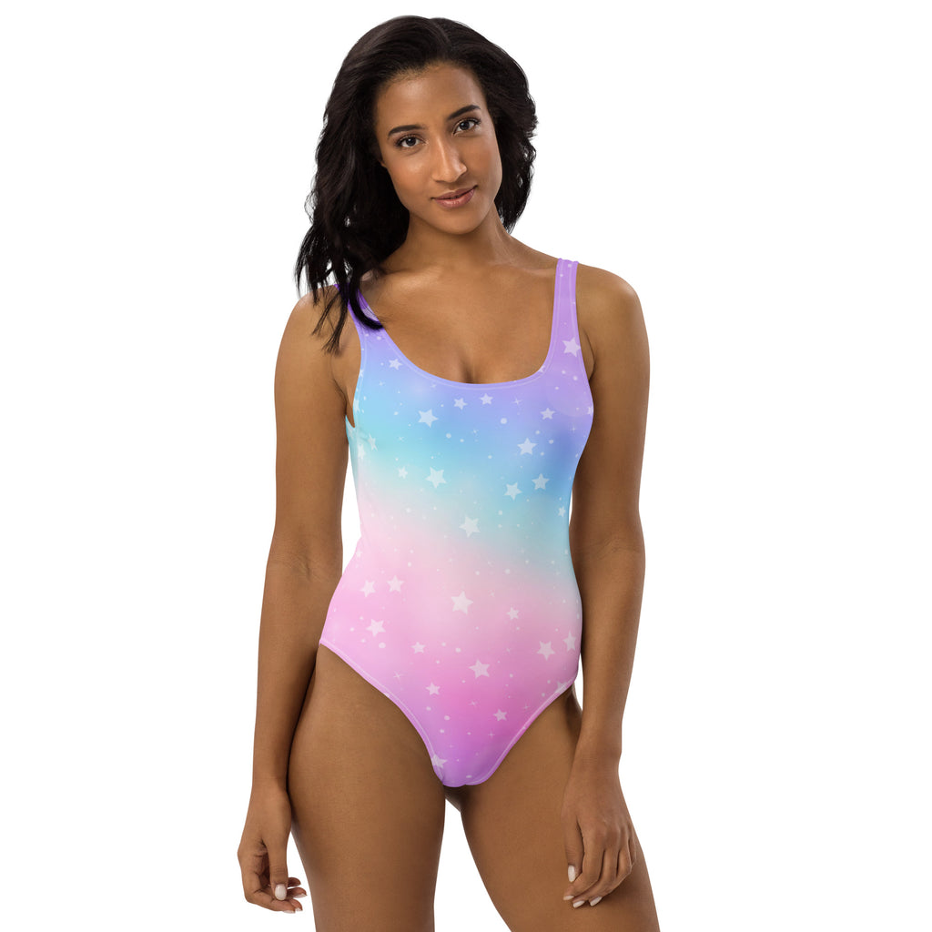 Women's Rainbow Stars Buttery Soft Swimsuit With UPF 50+