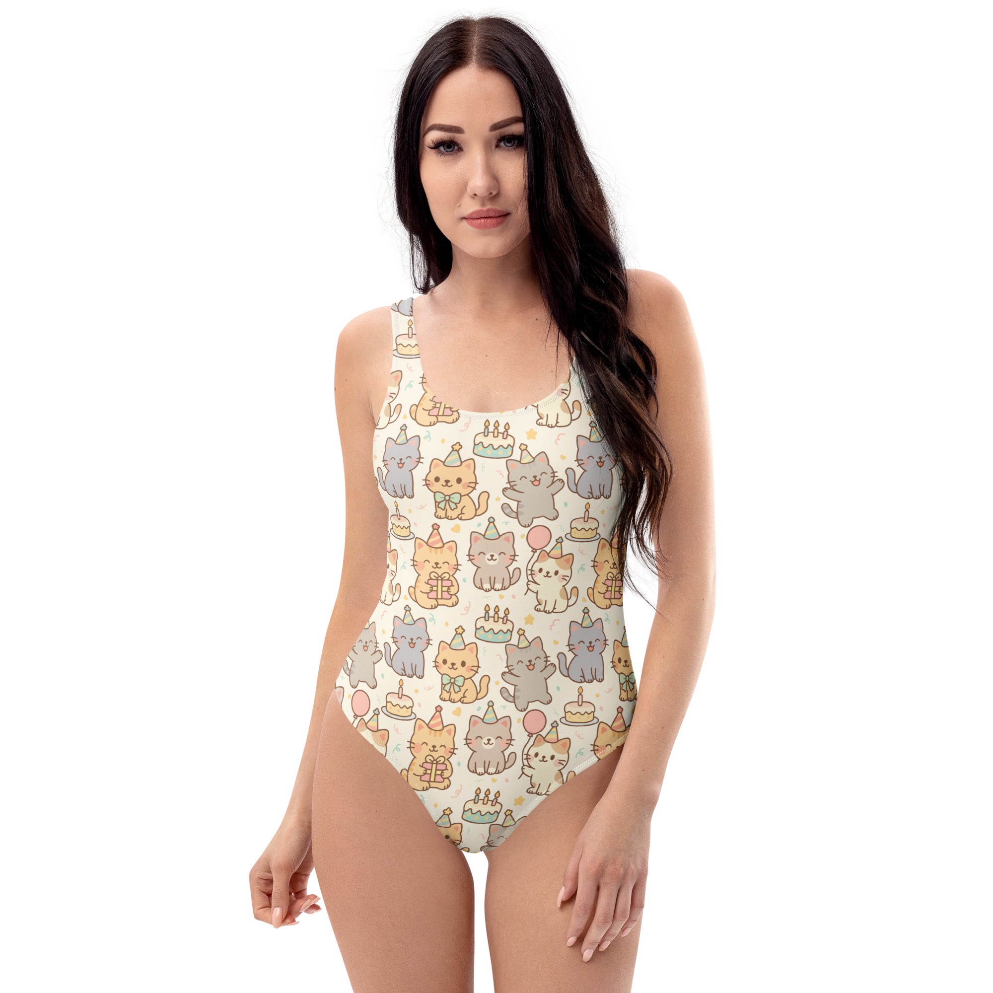 Women's Kitten Birthday Buttery Soft Swimsuit With UPF 50+