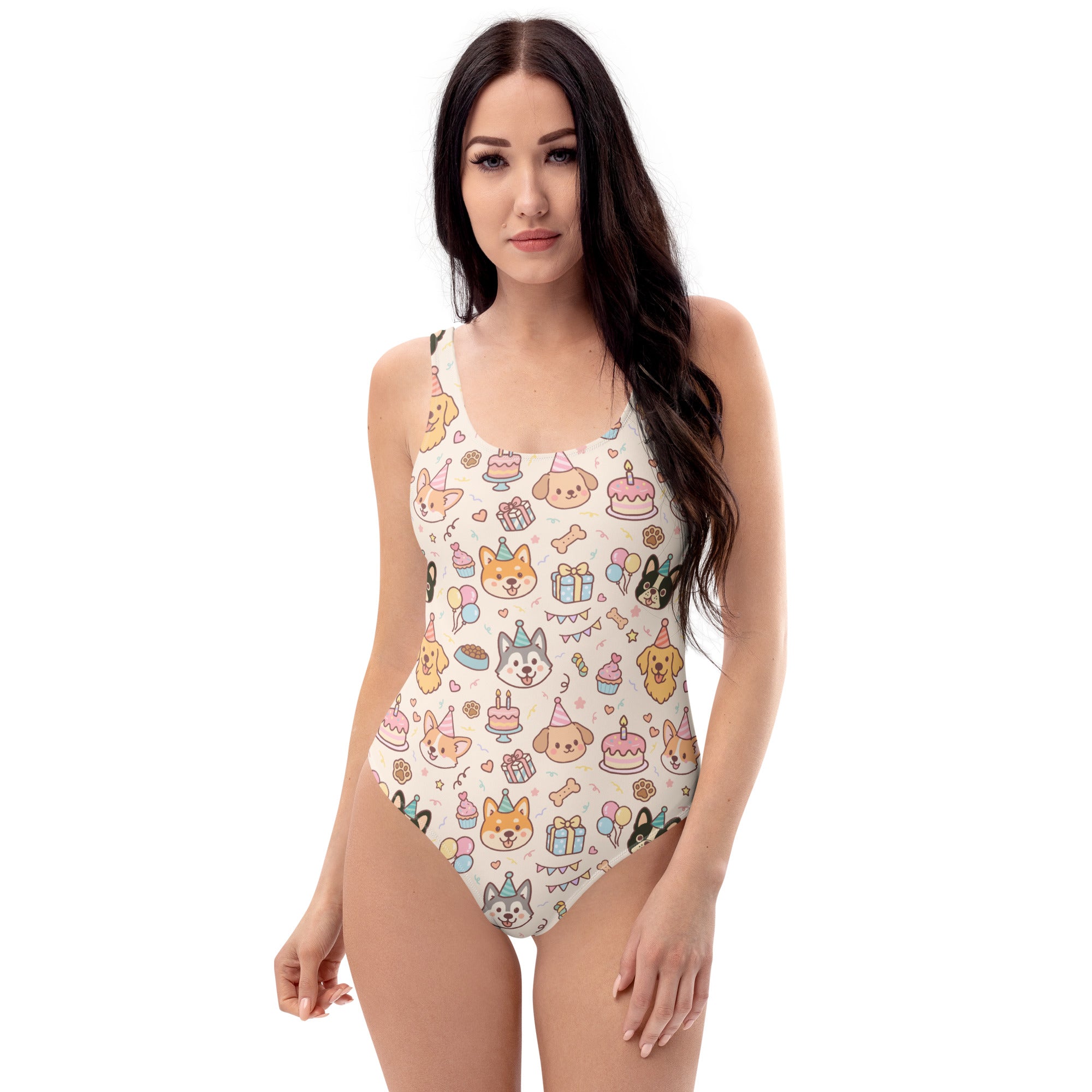 Women's Puppy Birthday Buttery Soft Swimsuit With UPF 50+
