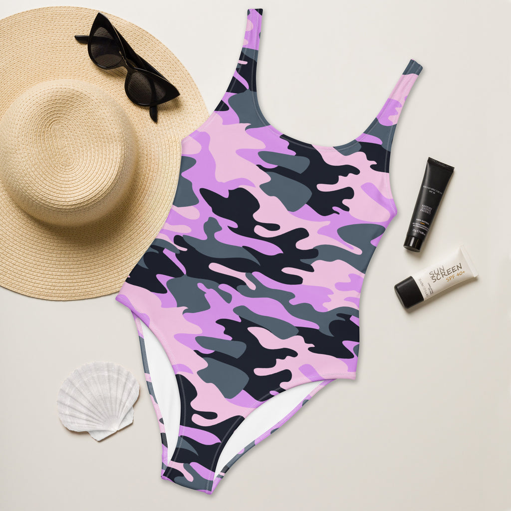 Women's Purple Camouflage Buttery Soft Swimsuit With UPF 50+