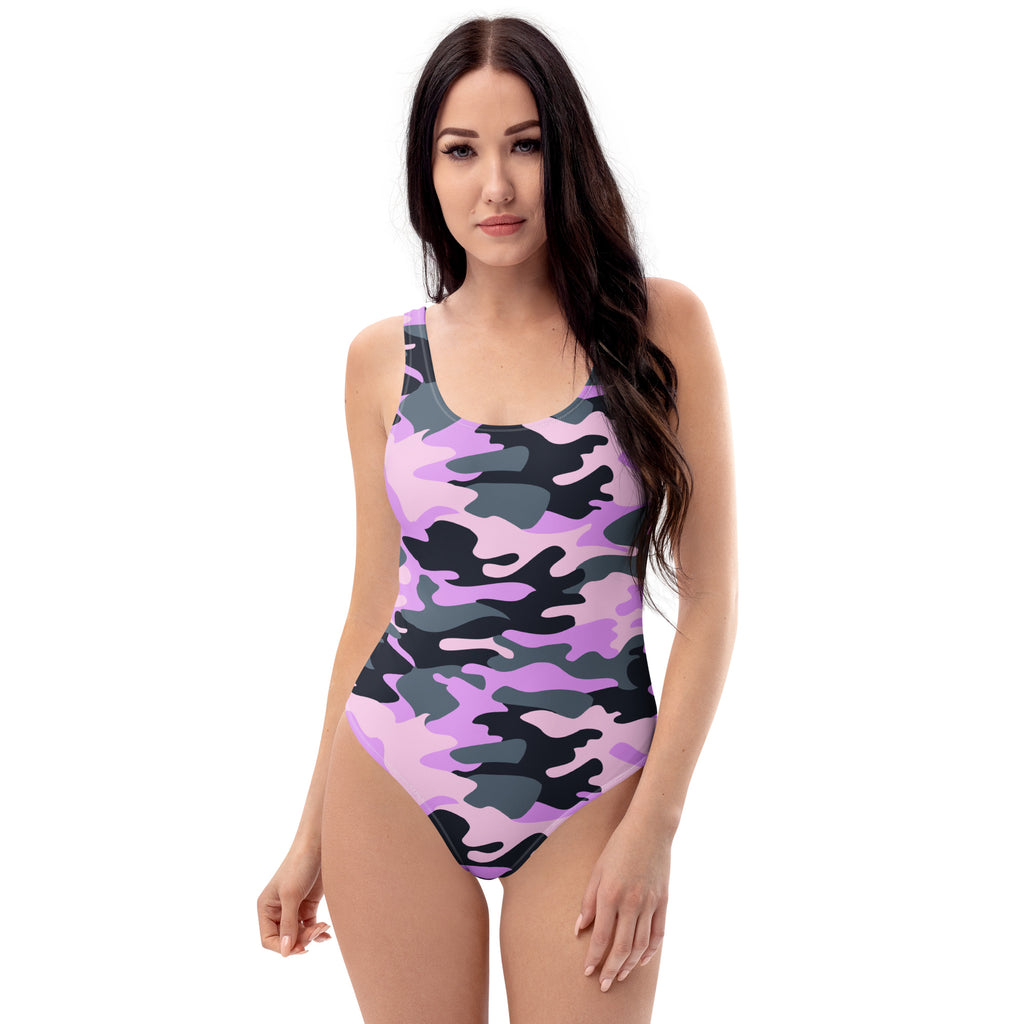 Women's Purple Camouflage Buttery Soft Swimsuit With UPF 50+