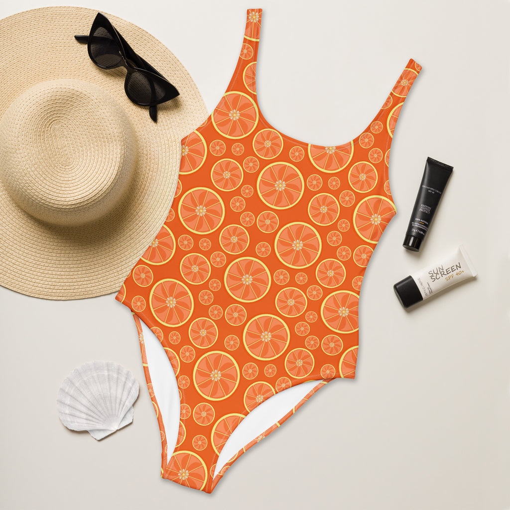 Women's Orange Citrus Buttery Soft Swimsuit With UPF 50+
