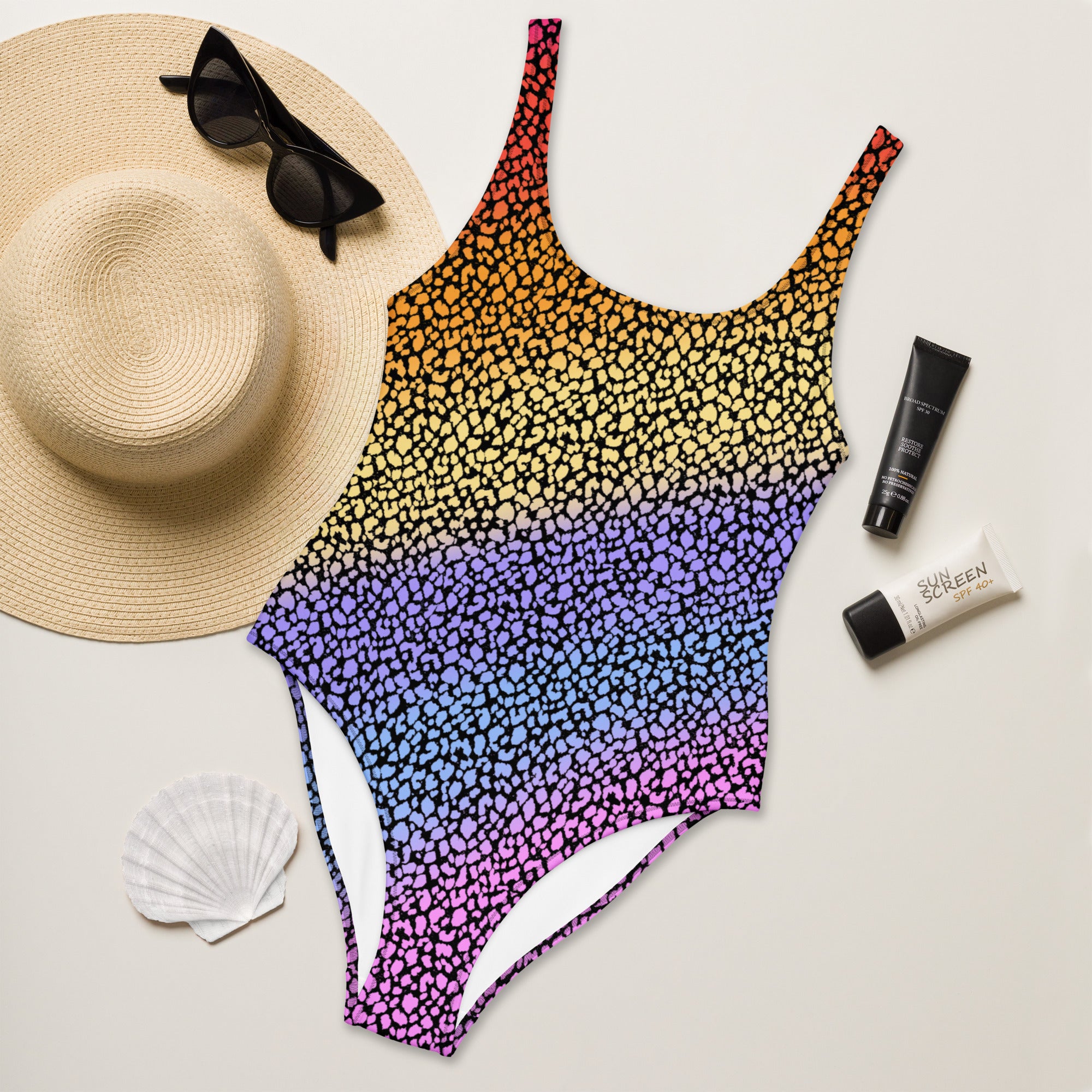 Women's Colorful Leopard Buttery Soft Swimsuit With UPF 50+