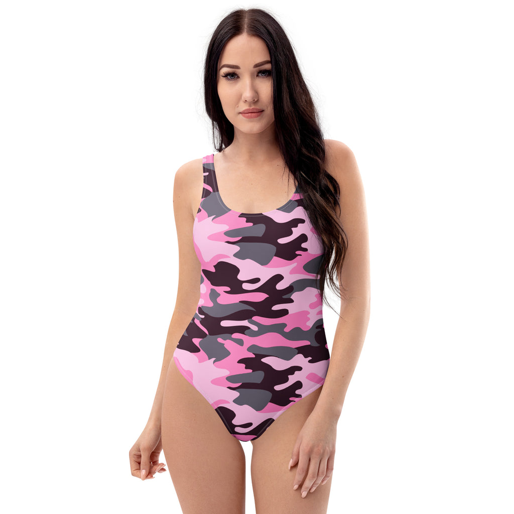 Women's Pink Camouflage Buttery Soft Swimsuit With UPF 50+