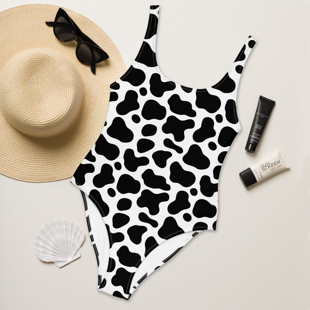 Women's Cow Print Buttery Soft Swimsuit With UPF 50+