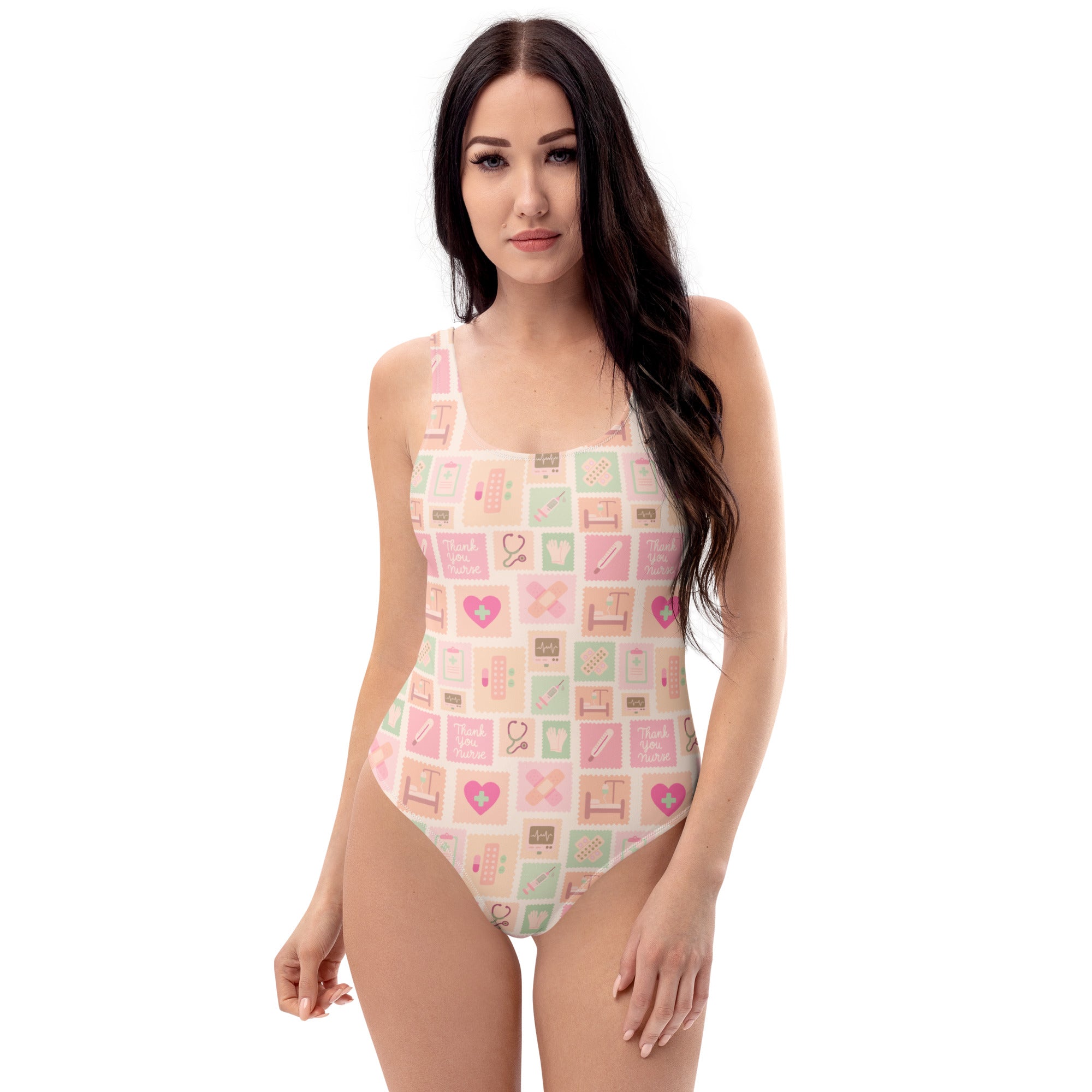 Women's Pink Nurse Icon Buttery Soft Swimsuit With UPF 50+