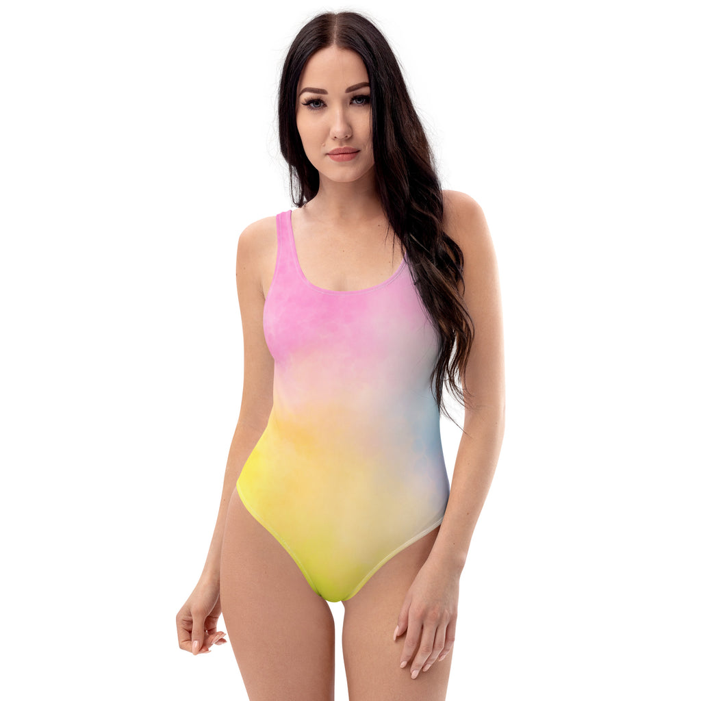 Women's Colorful Pastel Watercolor Buttery Soft Swimsuit With UPF 50+