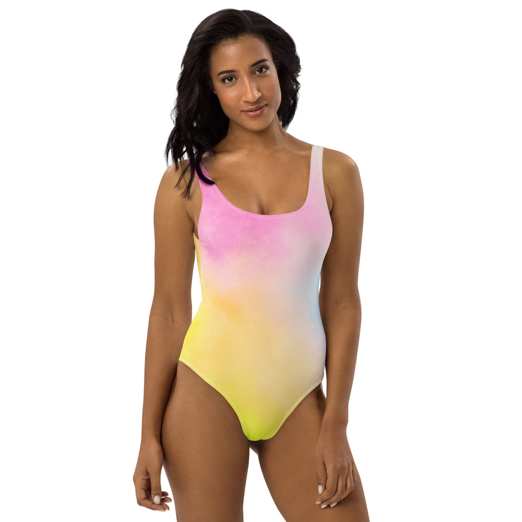 Women's Colorful Pastel Watercolor Buttery Soft Swimsuit With UPF 50+