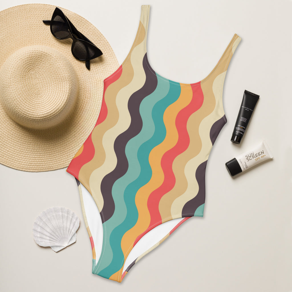 Women's Retro Wave Buttery Soft Swimsuit With UPF 50+