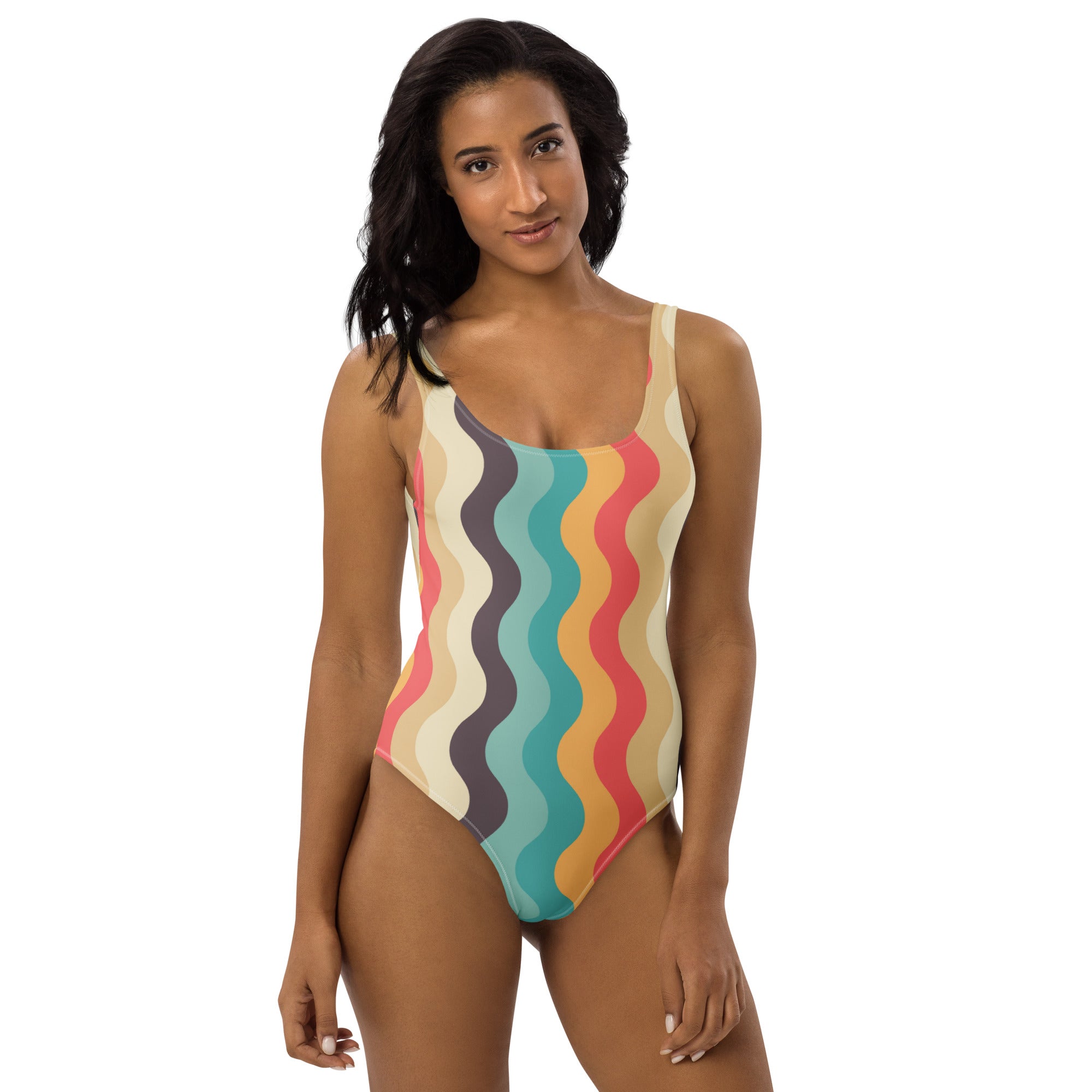 Women's Retro Wave Buttery Soft Swimsuit With UPF 50+
