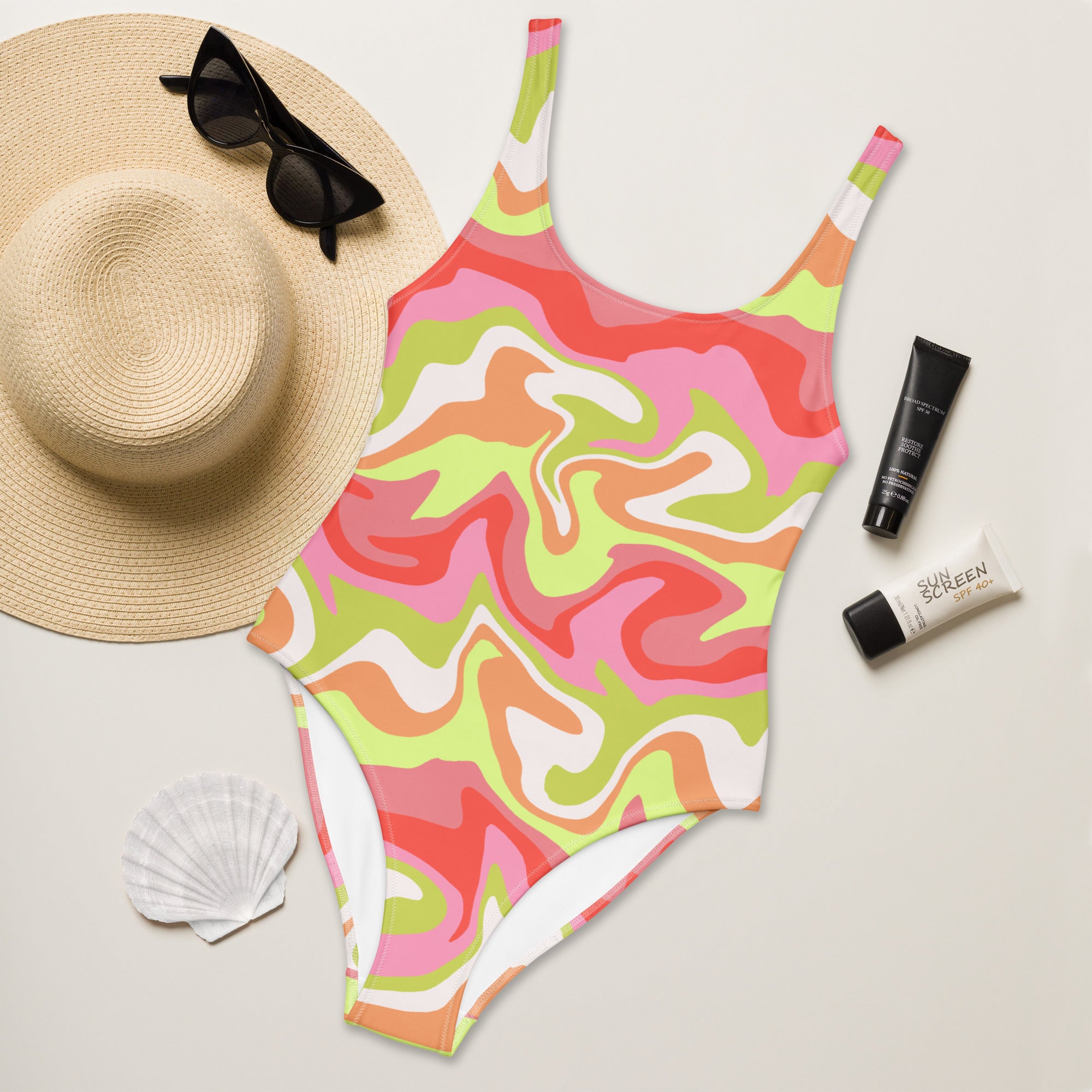 Women's Abstract Swirl Buttery Soft Swimsuit With UPF 50+