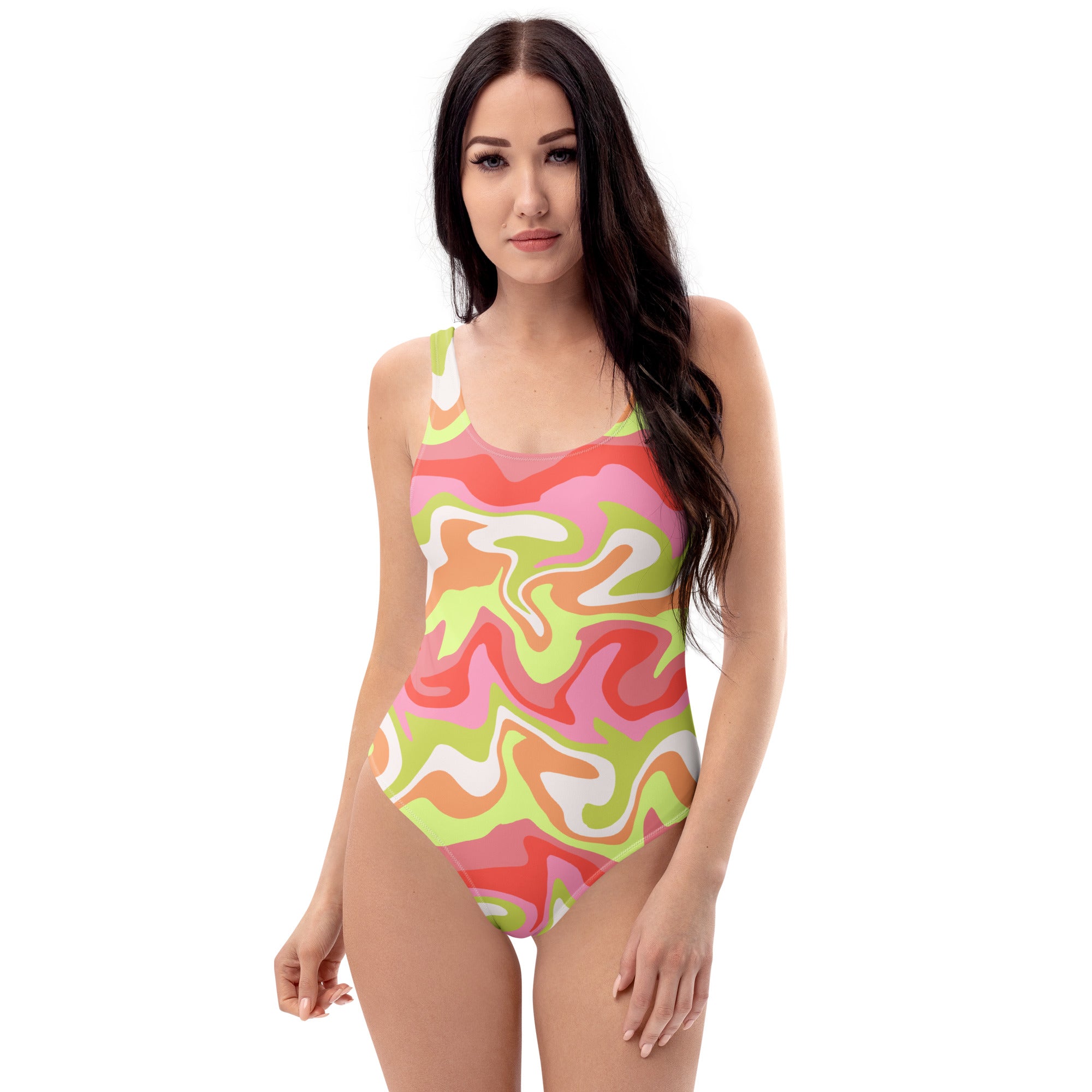 Women's Abstract Swirl Buttery Soft Swimsuit With UPF 50+