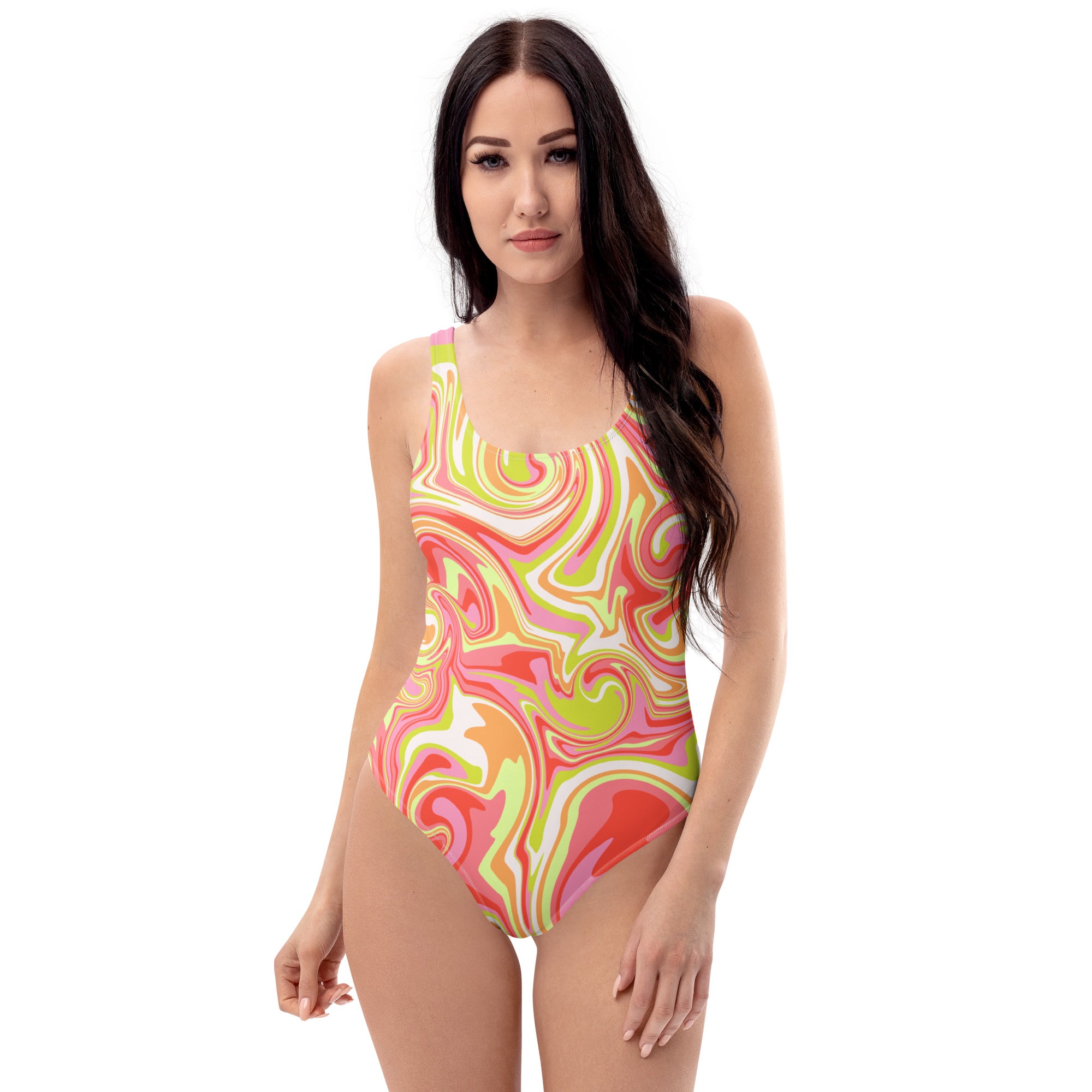 Women's Psychedelic Swirl Buttery Soft Swimsuit With UPF 50+