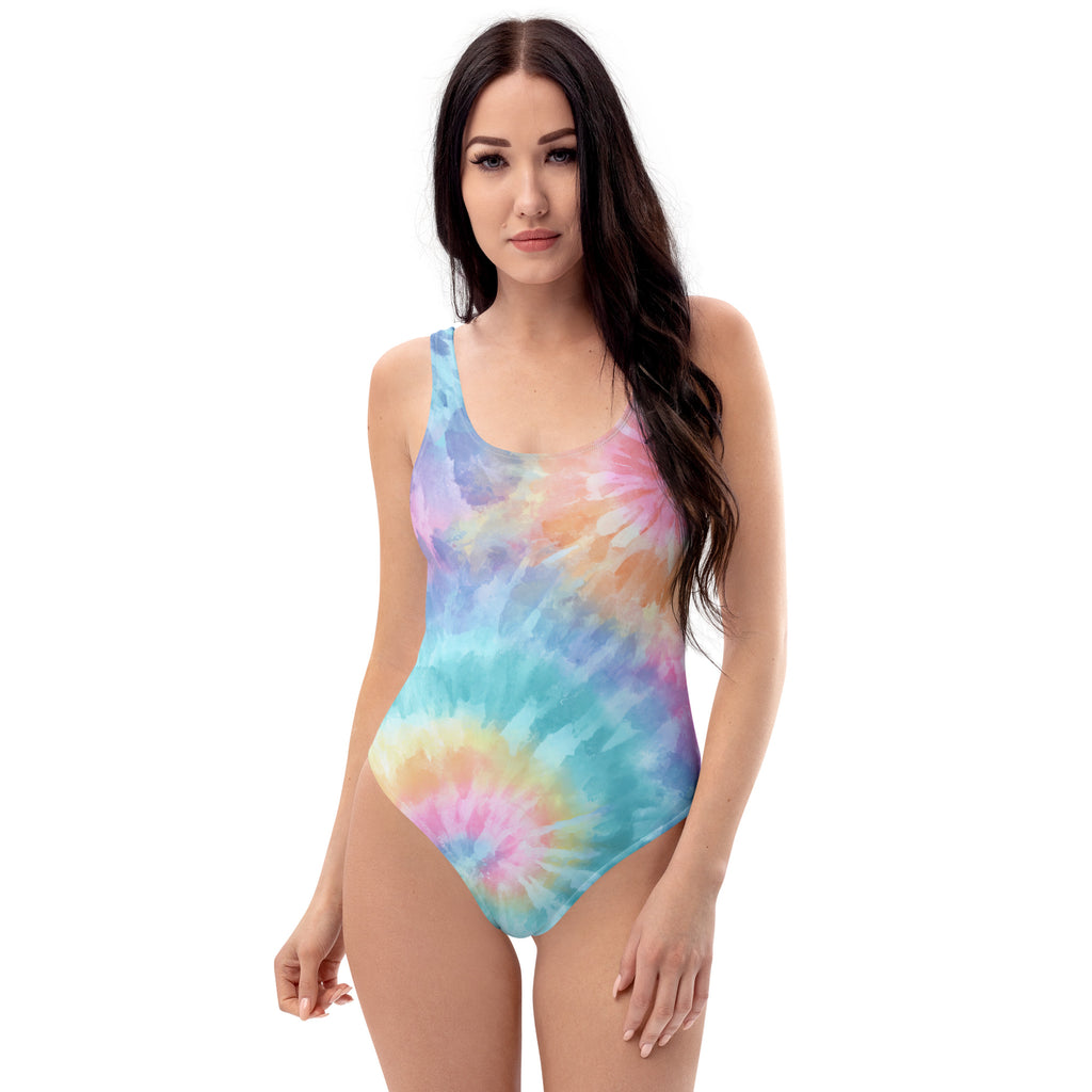 Women's Pastel Watercolor Tie Dye Buttery Soft Swimsuit With UPF 50+