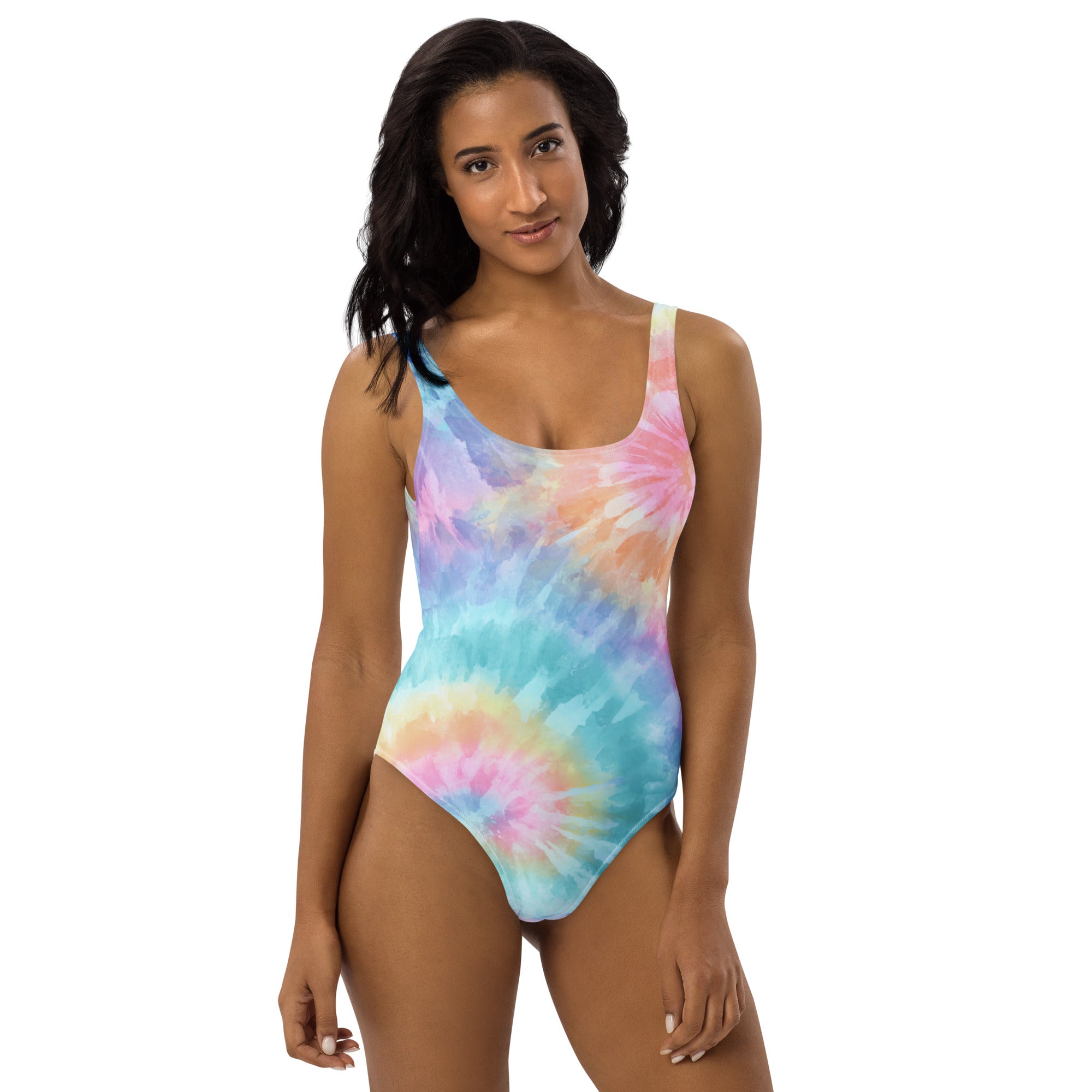 Women's Pastel Watercolor Tie Dye Buttery Soft Swimsuit With UPF 50+