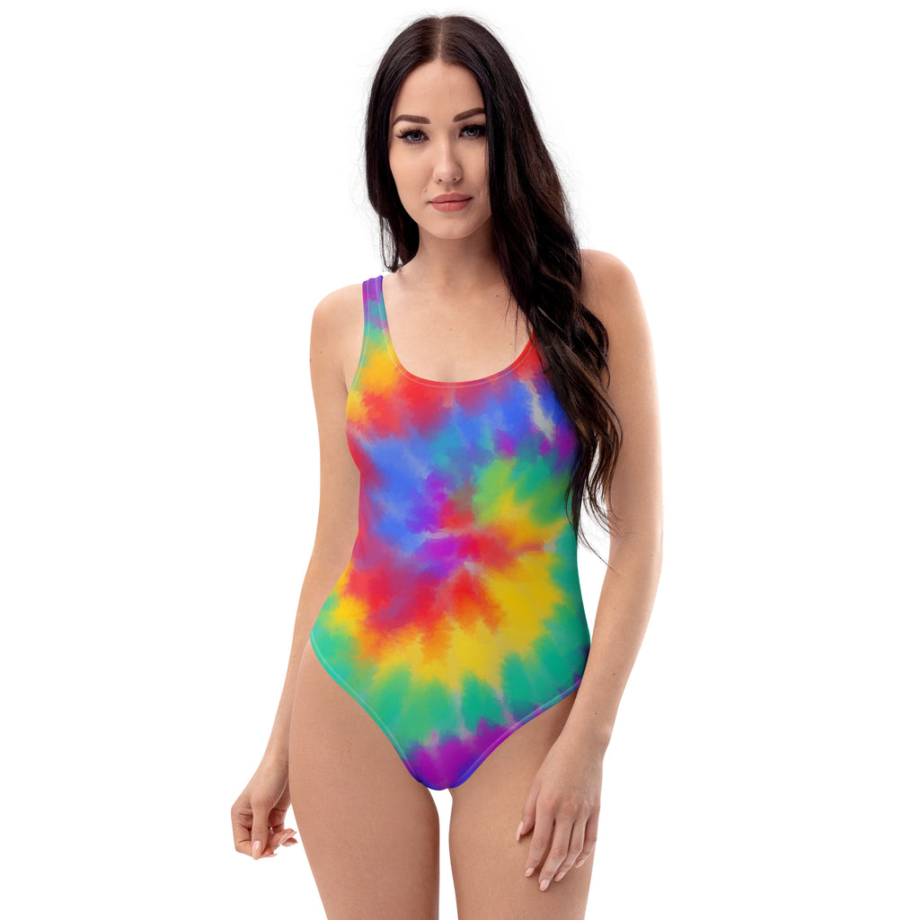 Women's Bright Watercolor Tie Dye Buttery Soft Swimsuit With UPF 50+