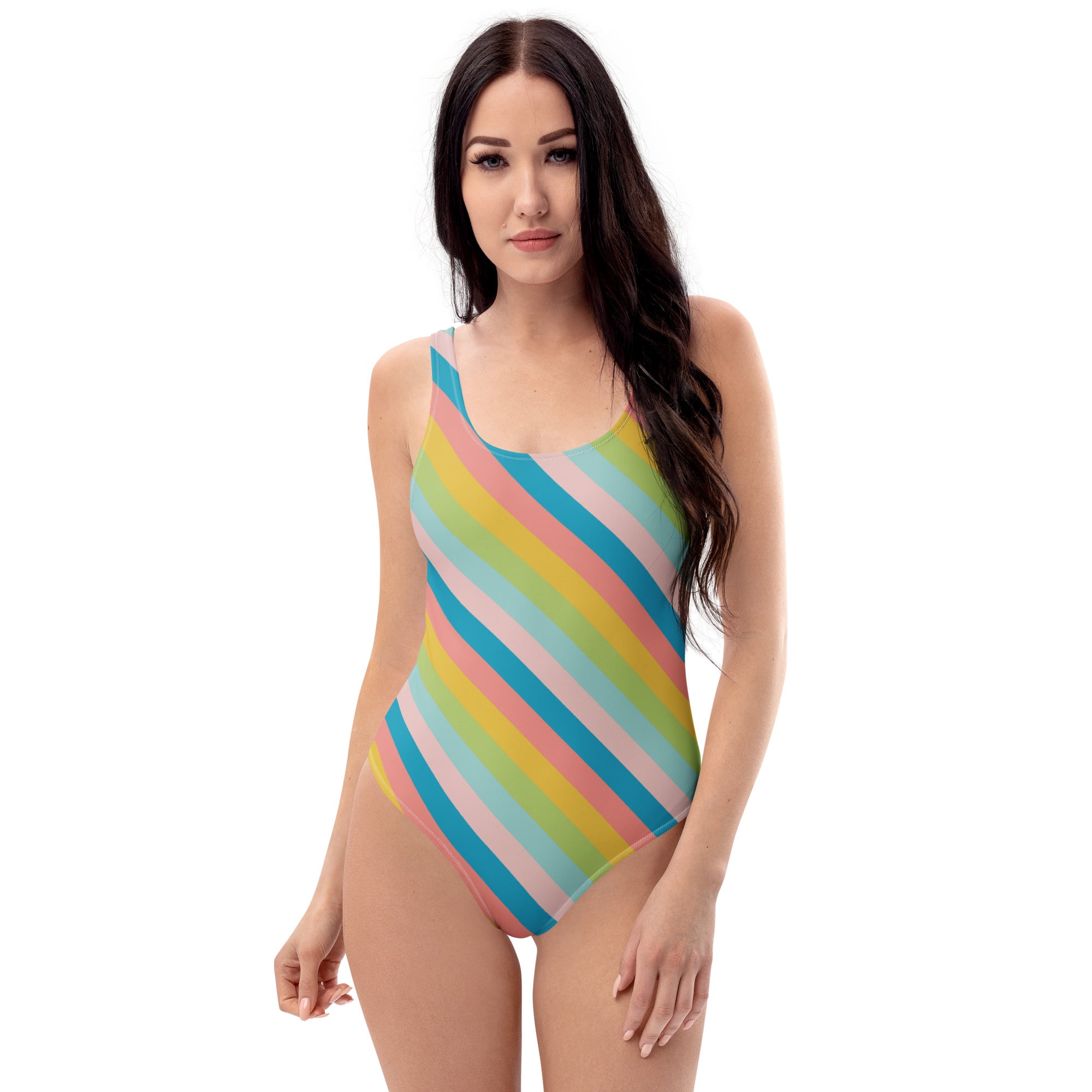 Women's Colorful Retro Striped Buttery Soft Swimsuit With UPF 50+