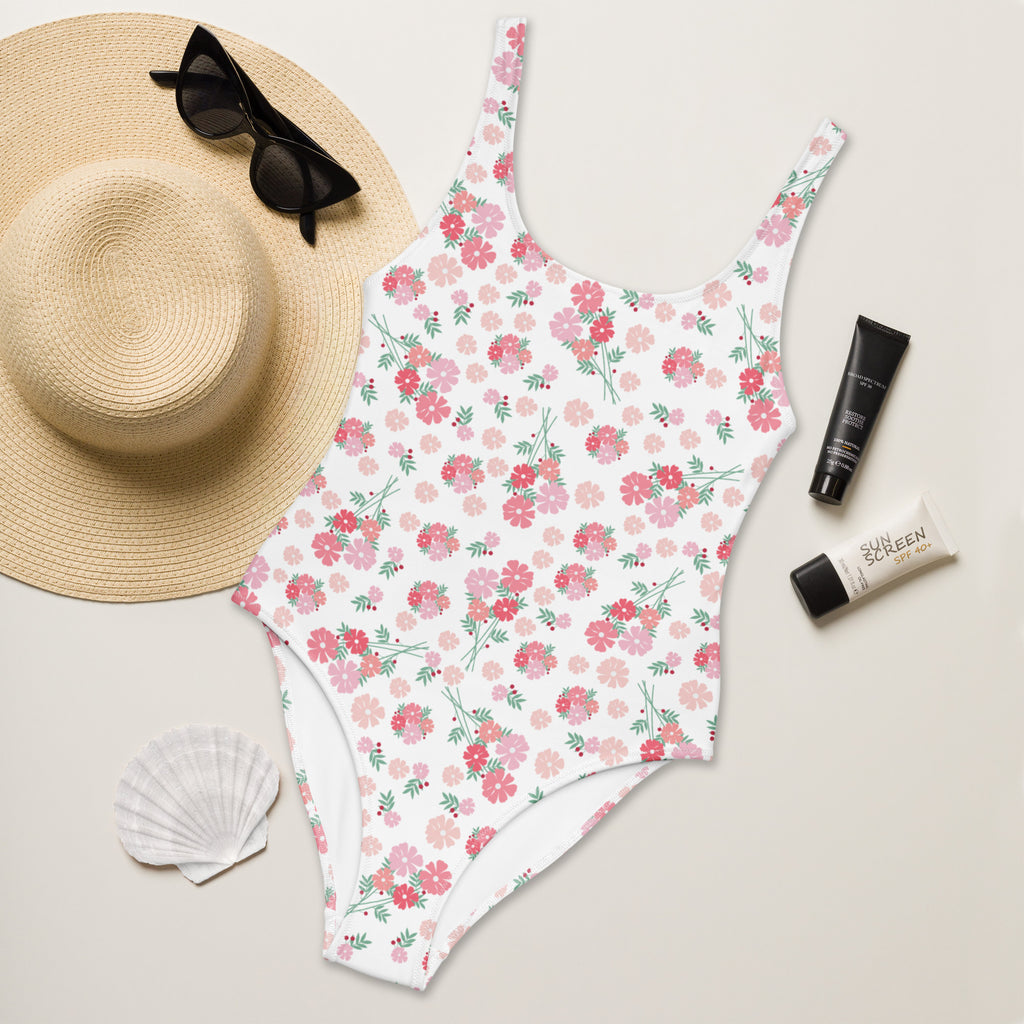 Women's Pink Floral Buttery Soft Swimsuit With UPF 50+