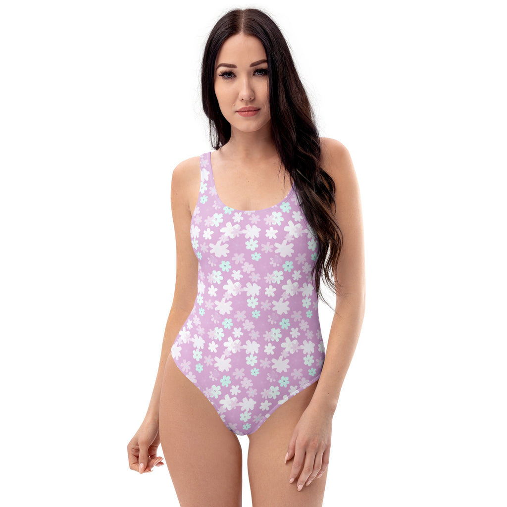 Women's Pastel Lavender Floral Buttery Soft Swimsuit With UPF 50+