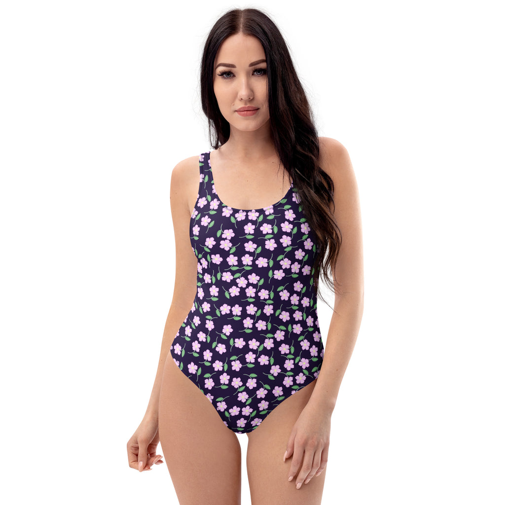 Women's Dainty Lavender Flower Buttery Soft Swimsuit With UPF 50+