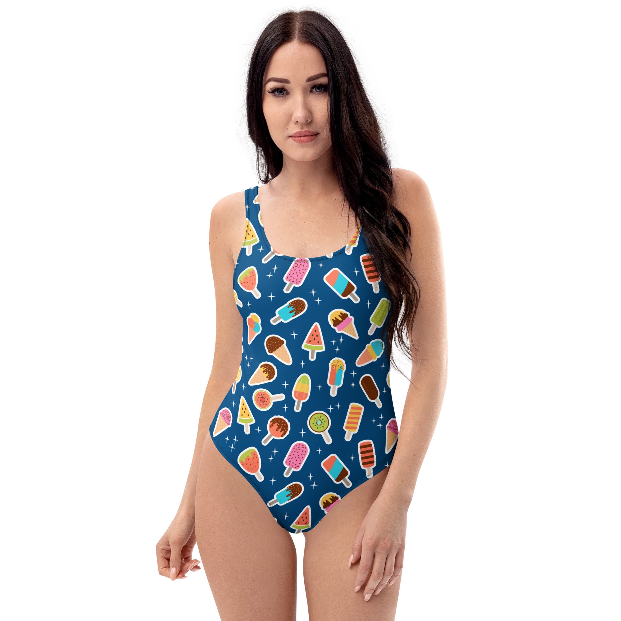 Women's Blue Ice Cream Popsicle Buttery Soft Swimsuit With UPF 50+
