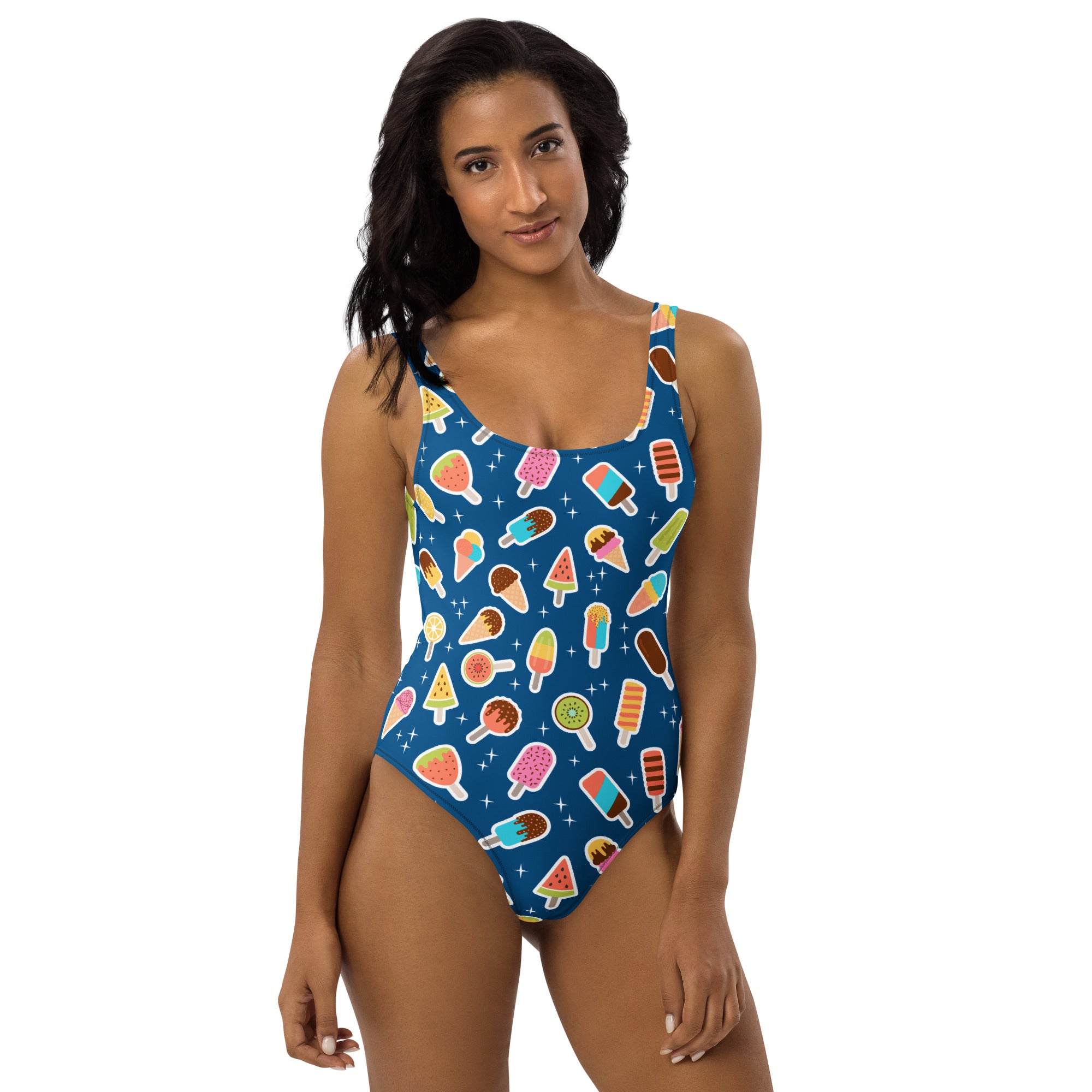 Women's Blue Ice Cream Popsicle Buttery Soft Swimsuit With UPF 50+