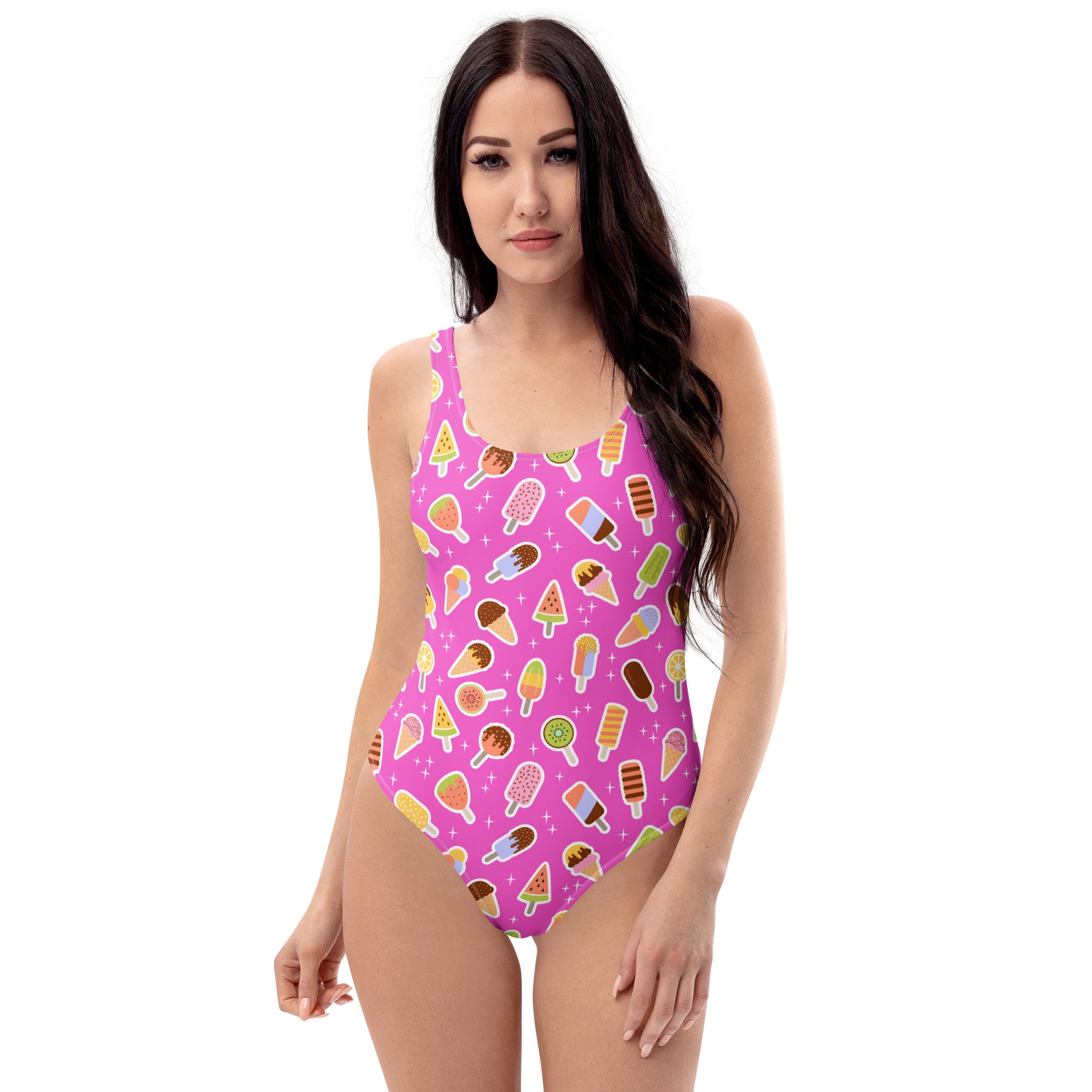 Women's Pink Ice Cream Popsicle Buttery Soft Swimsuit With UPF 50+