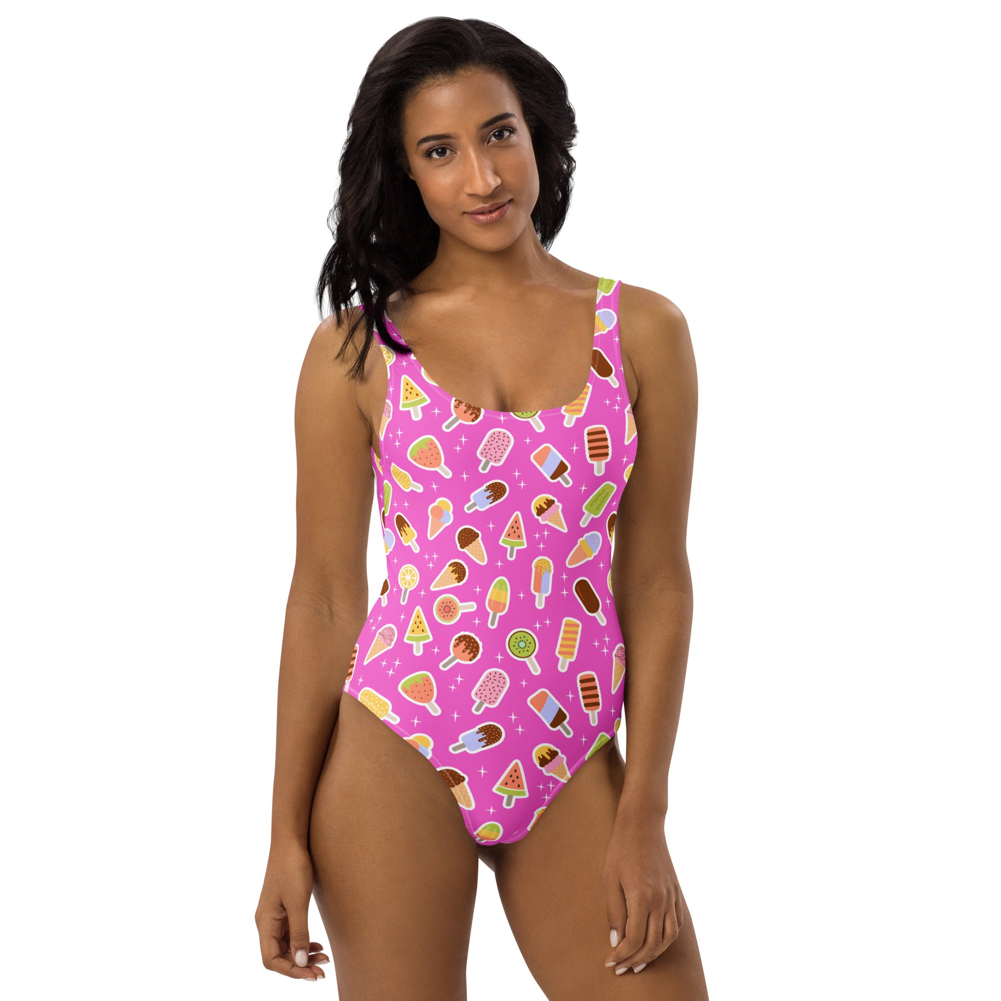 Women's Pink Ice Cream Popsicle Buttery Soft Swimsuit With UPF 50+