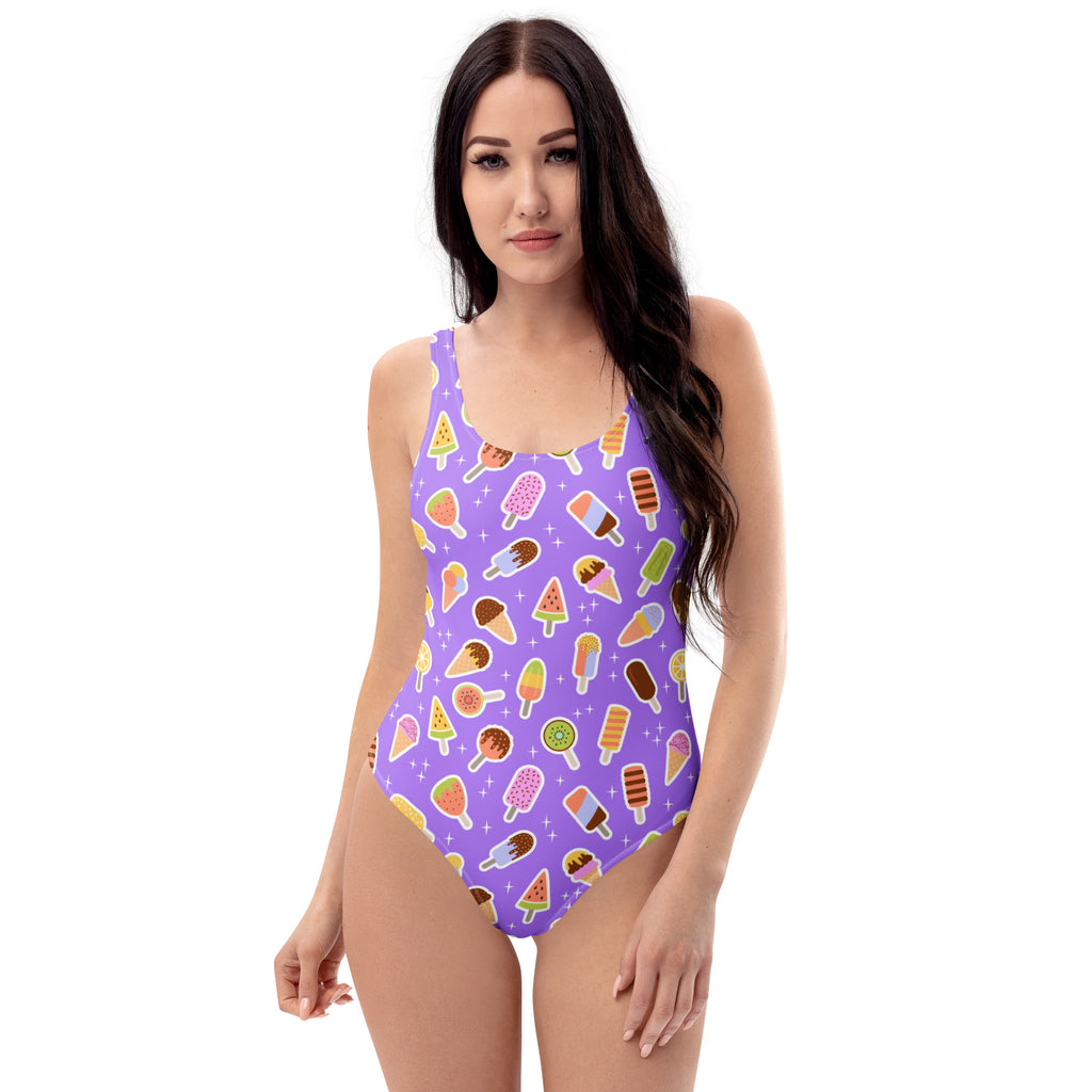 Women's Purple Ice Cream Popsicle Buttery Soft Swimsuit With UPF 50+