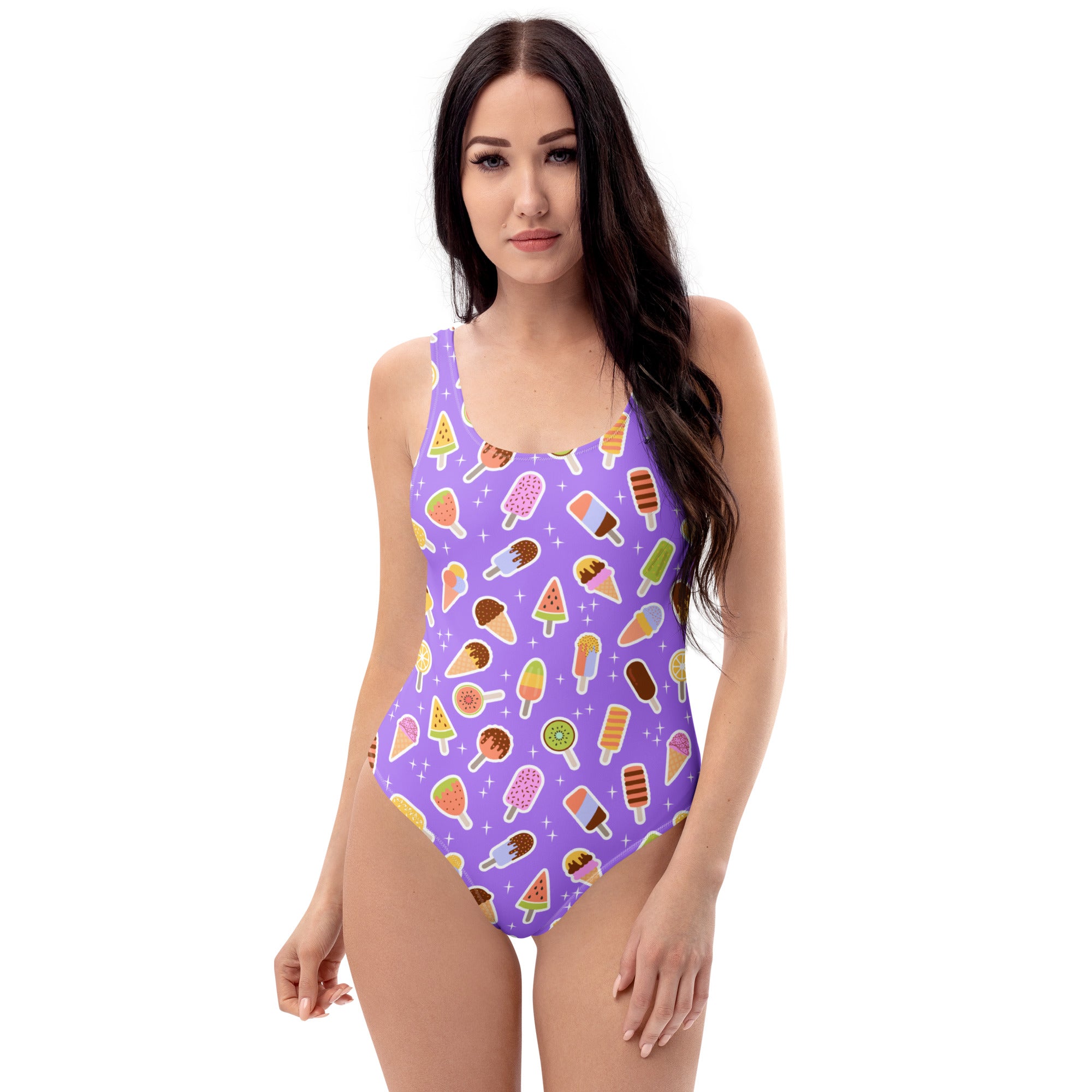 Women's Purple Ice Cream Popsicle Buttery Soft Swimsuit With UPF 50+