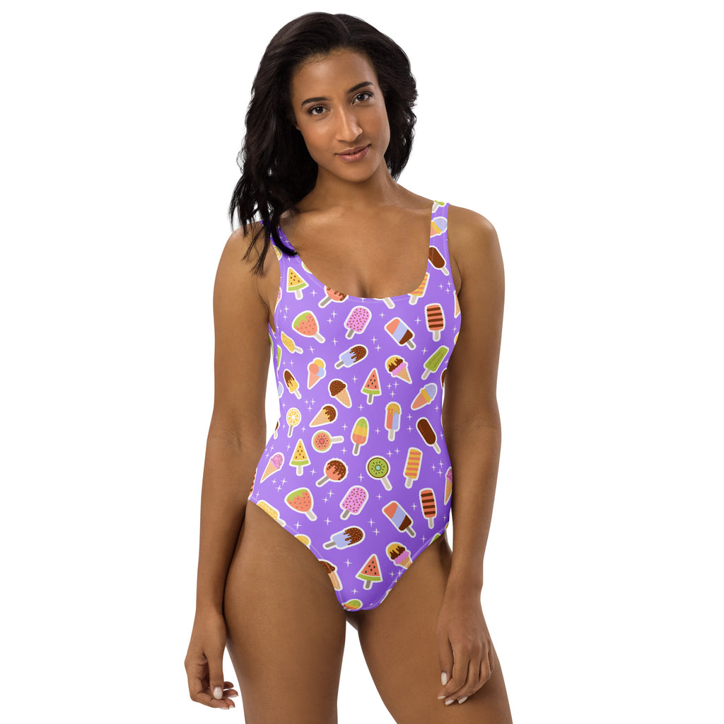 Women's Purple Ice Cream Popsicle Buttery Soft Swimsuit With UPF 50+
