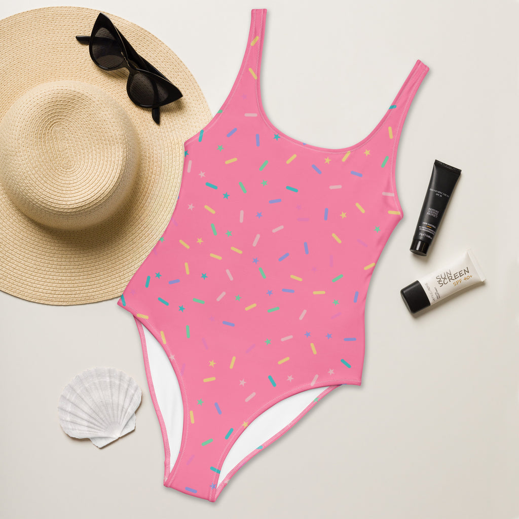 Women's Pink Sprinkle Confetti Buttery Soft Swimsuit With UPF 50+